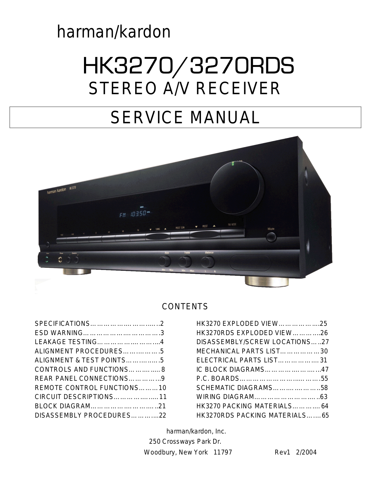 Harman Kardon HK-3270-RDS Service manual