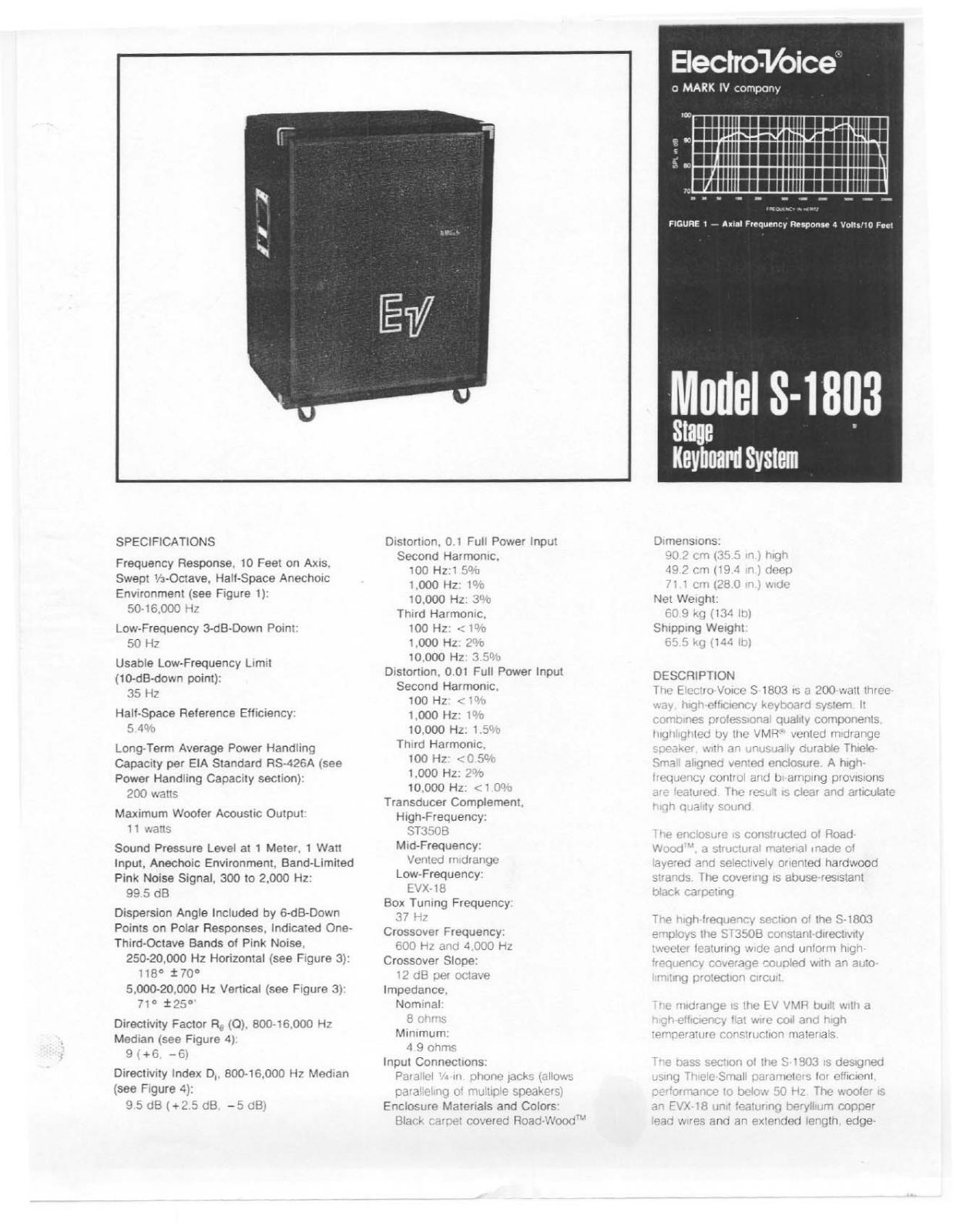 Electro-voice S-1803 DATASHEET