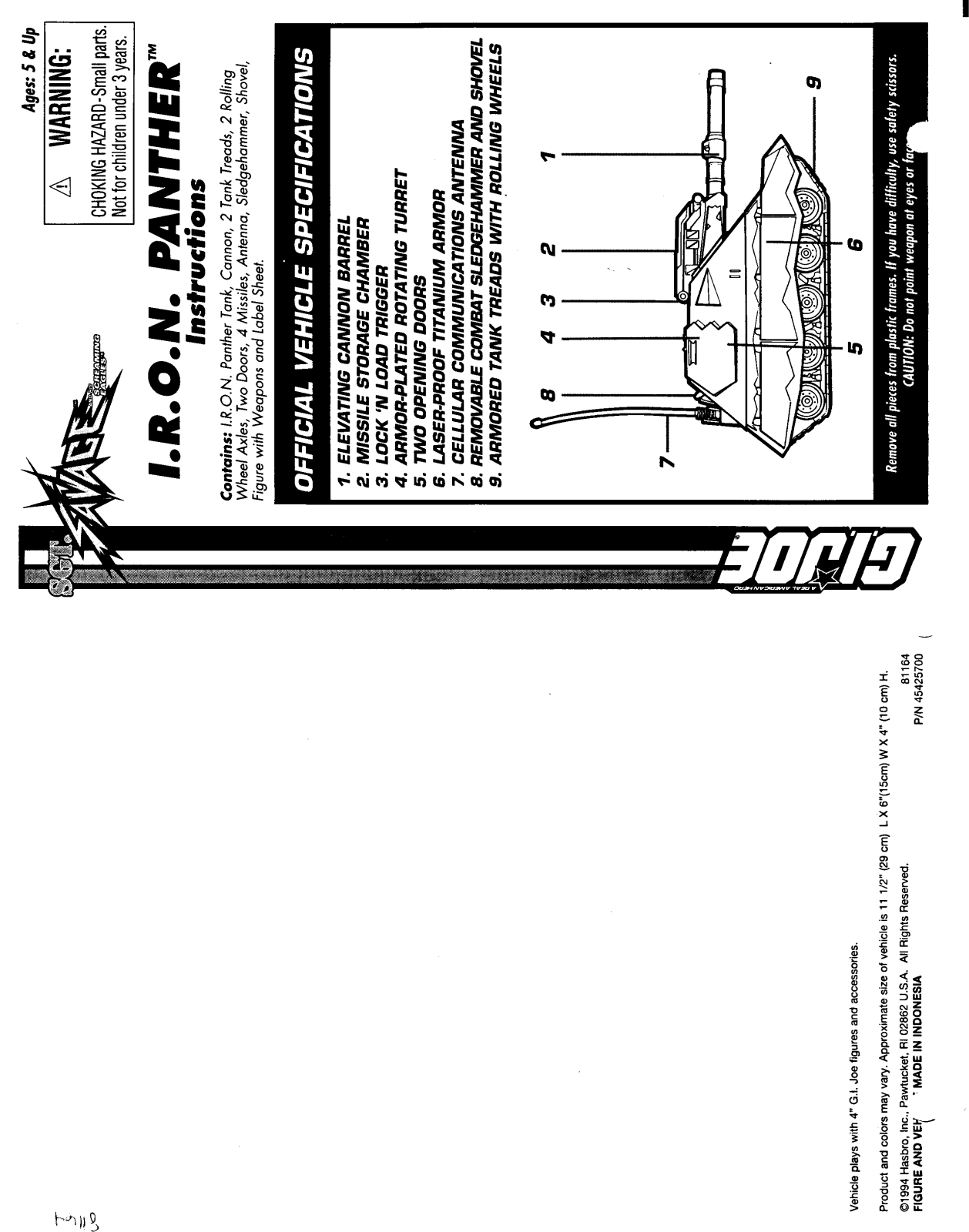 HASBRO GIJoe-I.R.O.N. Panther User Manual