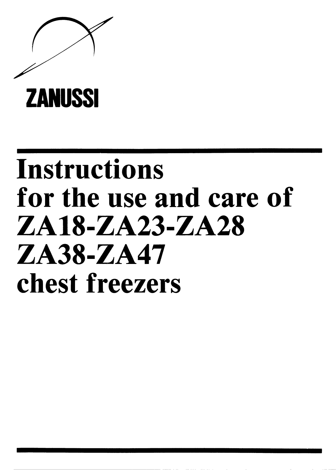 Zanussi ZA28, ZA18, ZA38 User Manual