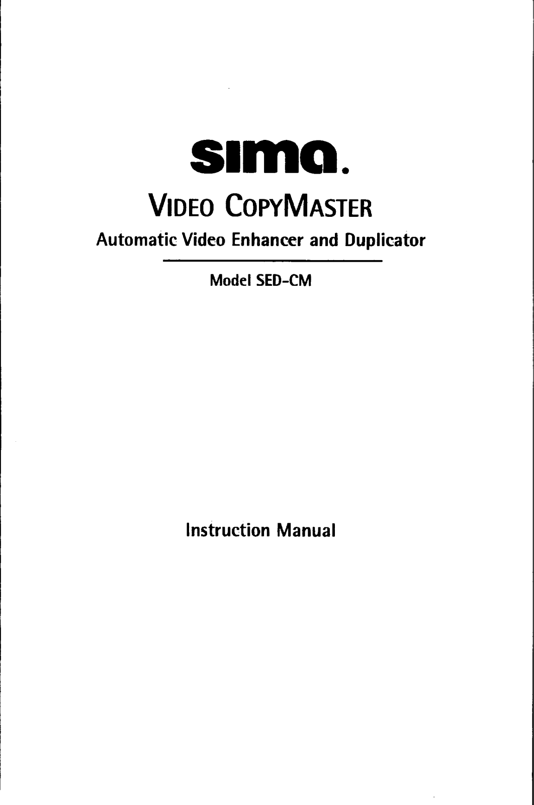 Sima SED-CM User manual