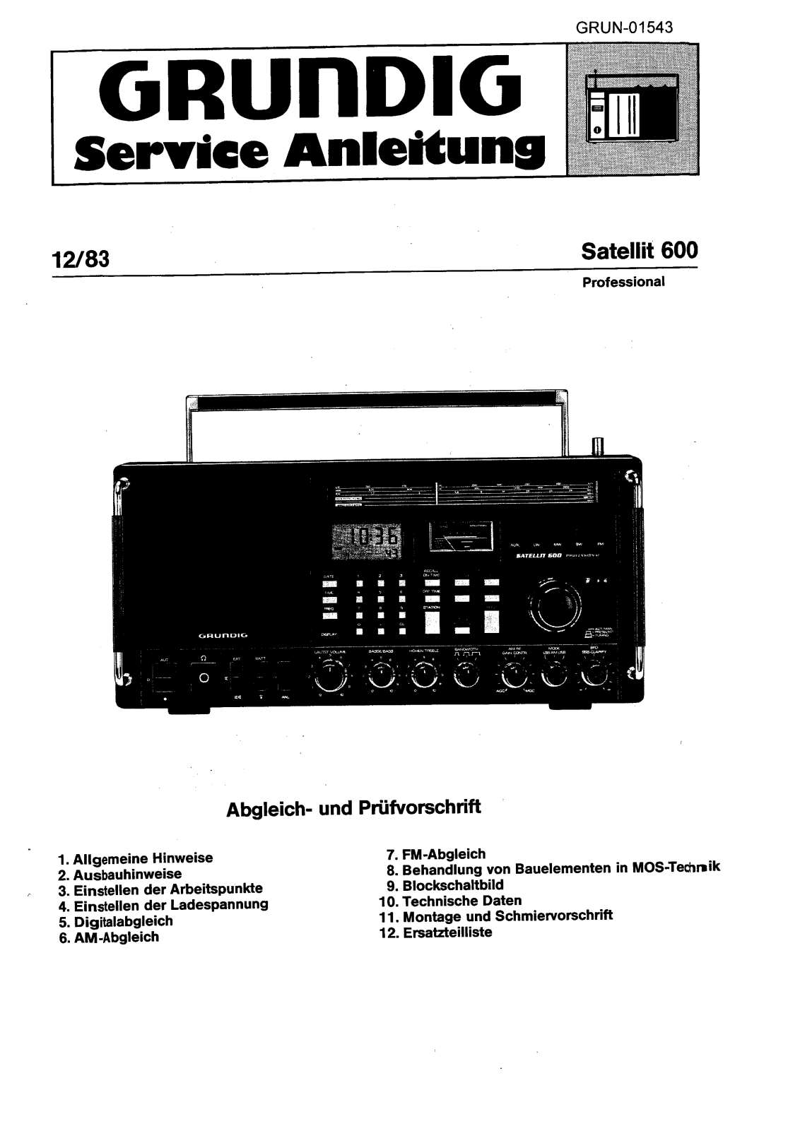 Grundig Satellit-600 Service Manual