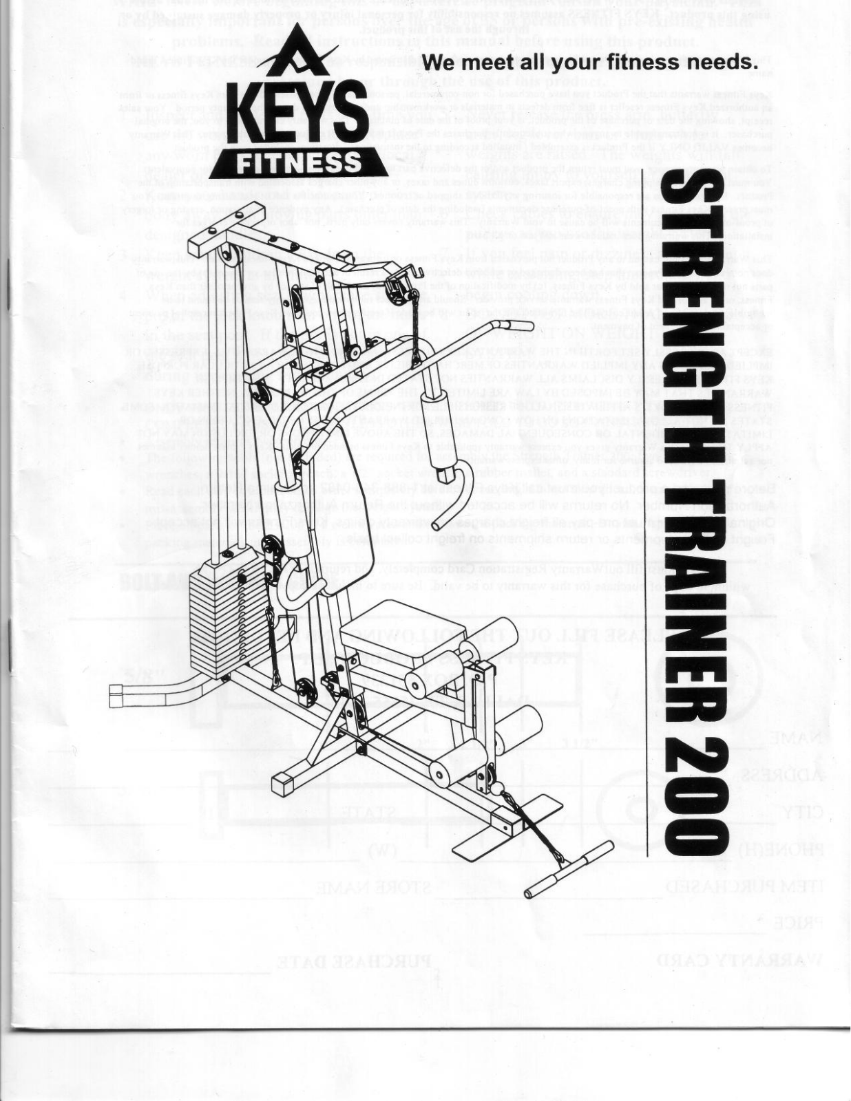 Keys Fitness 200 User Manual