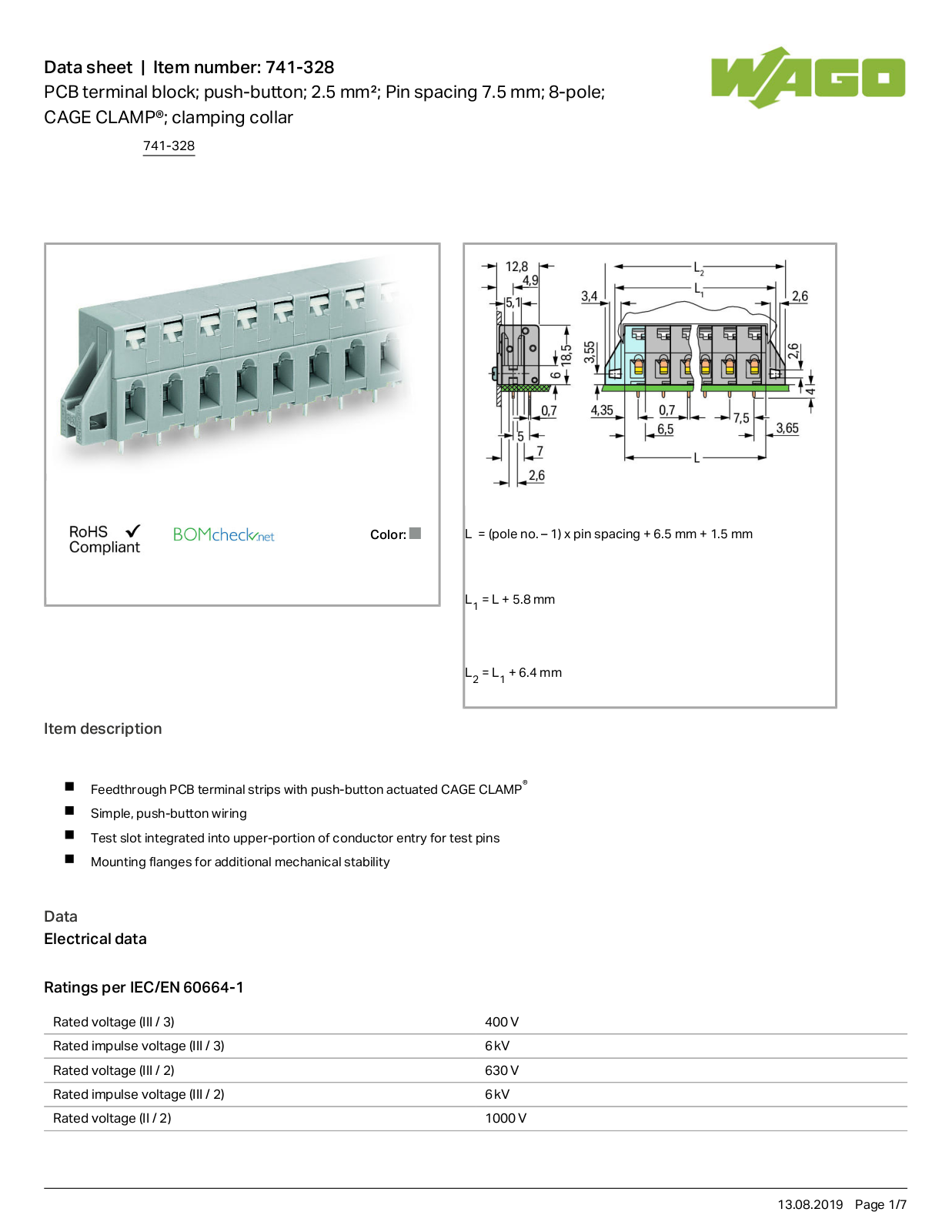 Wago 741-328 Data Sheet