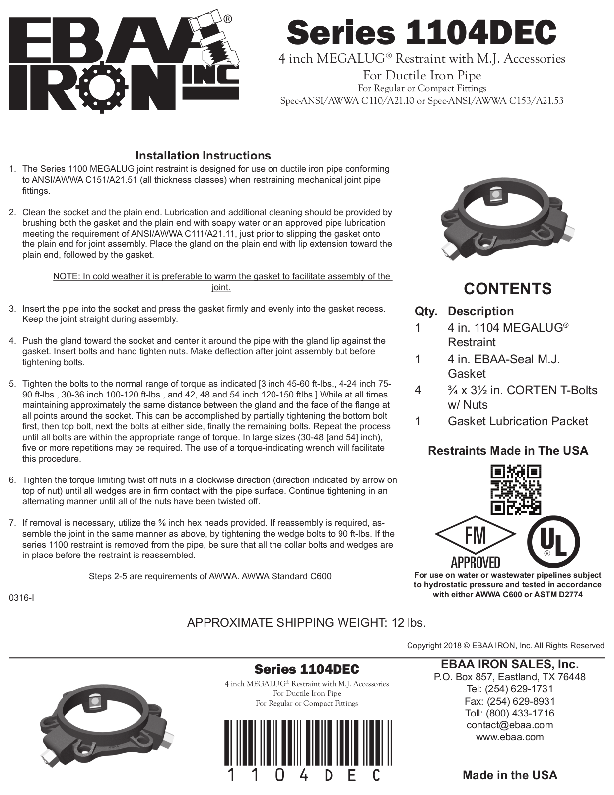 EBAA Iron 1104DEC Installation Manual