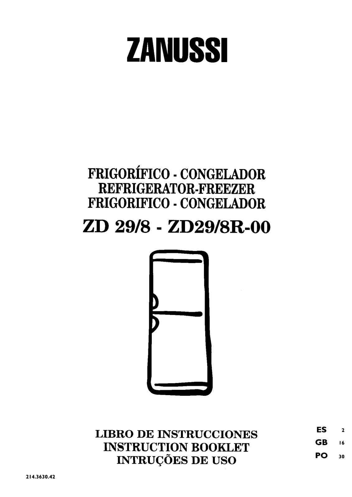 Zanussi ZD29/8R-00 User Manual