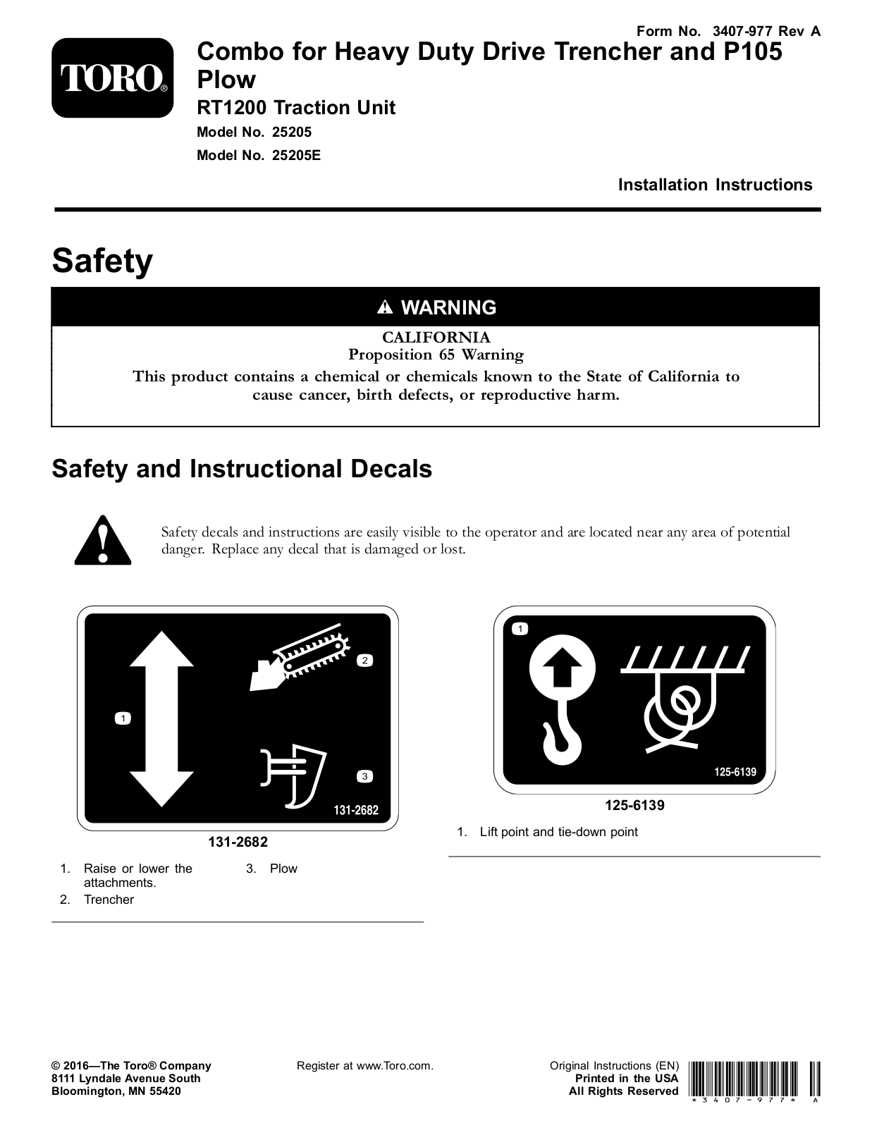 Toro 25205E, 25205 Installation Instructions - ManualMachine.com