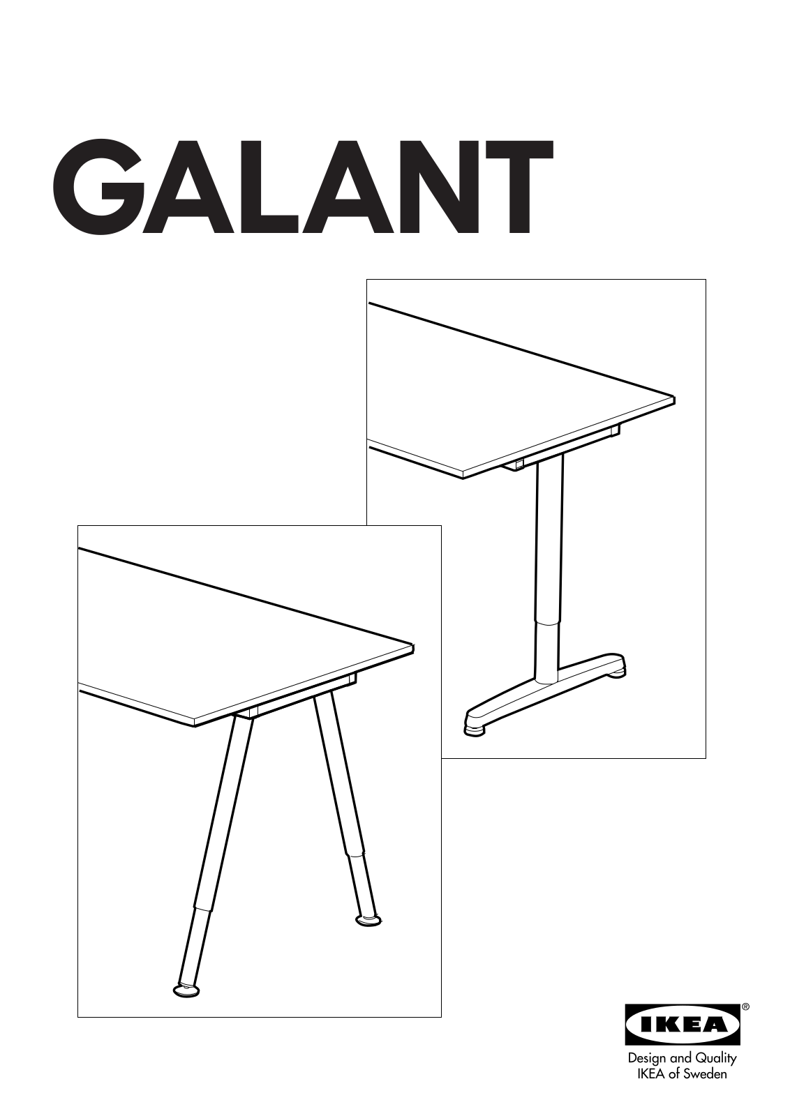 IKEA GALANT FRAME FOR CORNER TABLE TOP, GALANT FRAME EXTENSION 22 7-8X15 3-8, GALANT FRAME FOR 1-2 ROUND TABLE TOP, GALANT FRAME 63 Assembly Instruction