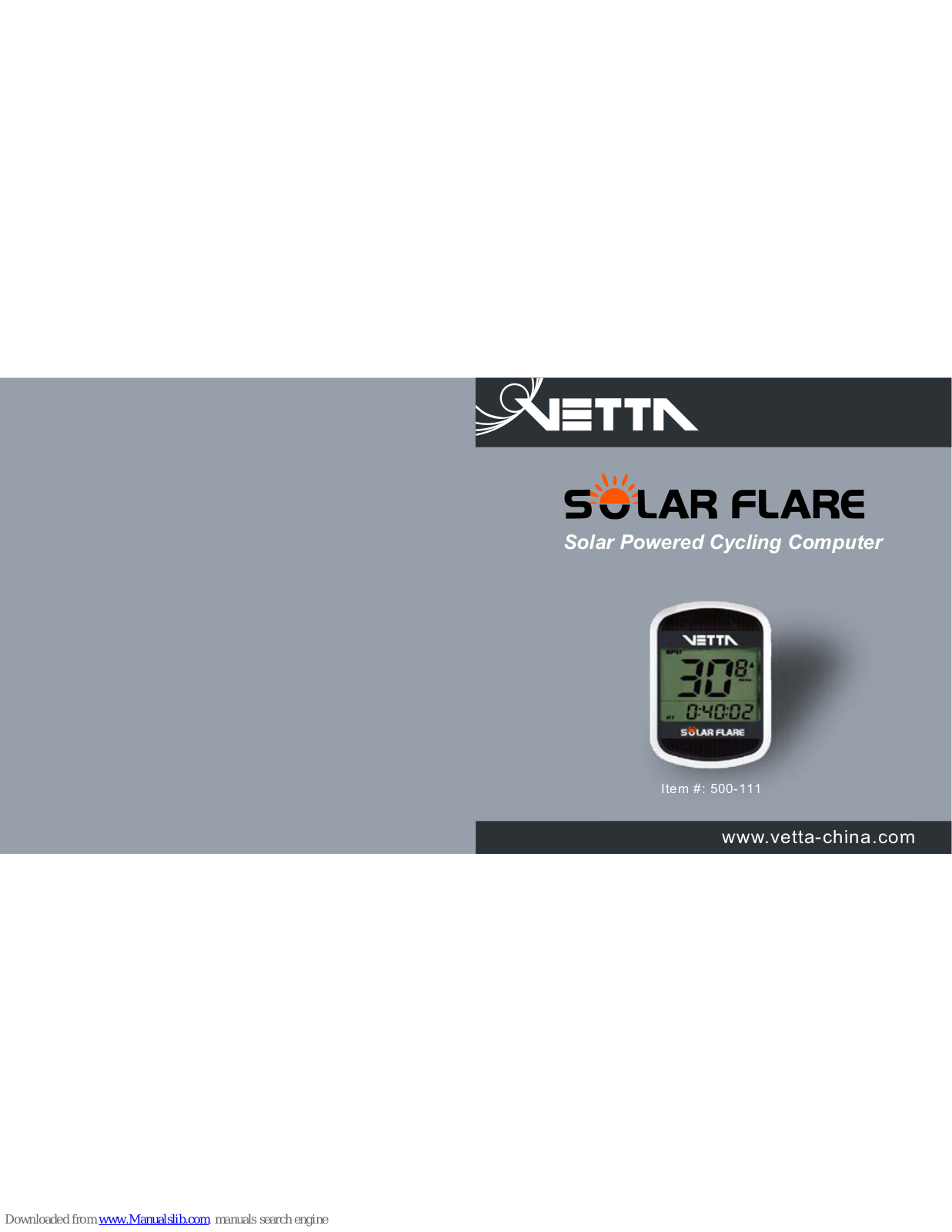 Vetta Solar Flare500-111 Instruction Manual