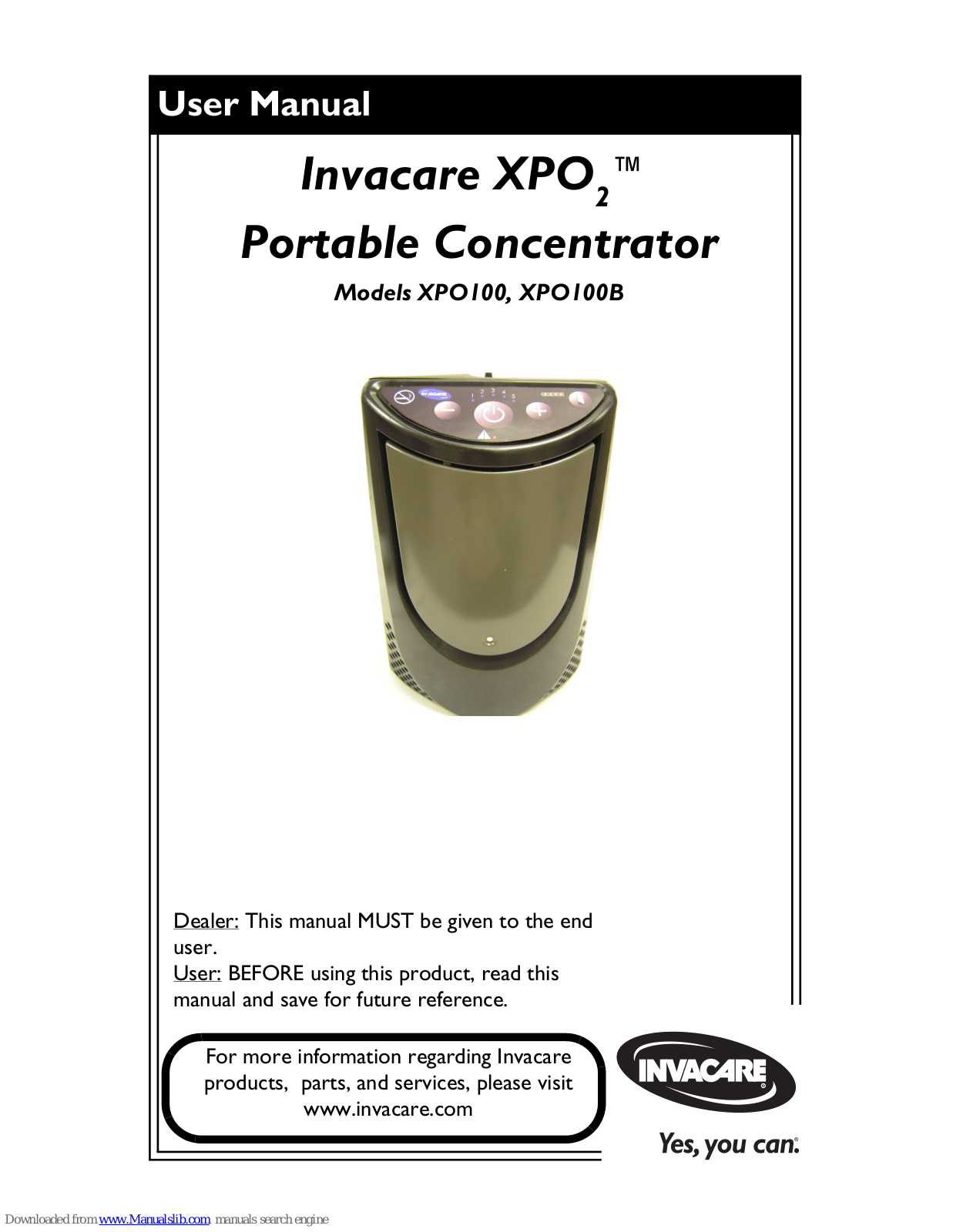 Invacare XPO100B, XPO110 User Manual