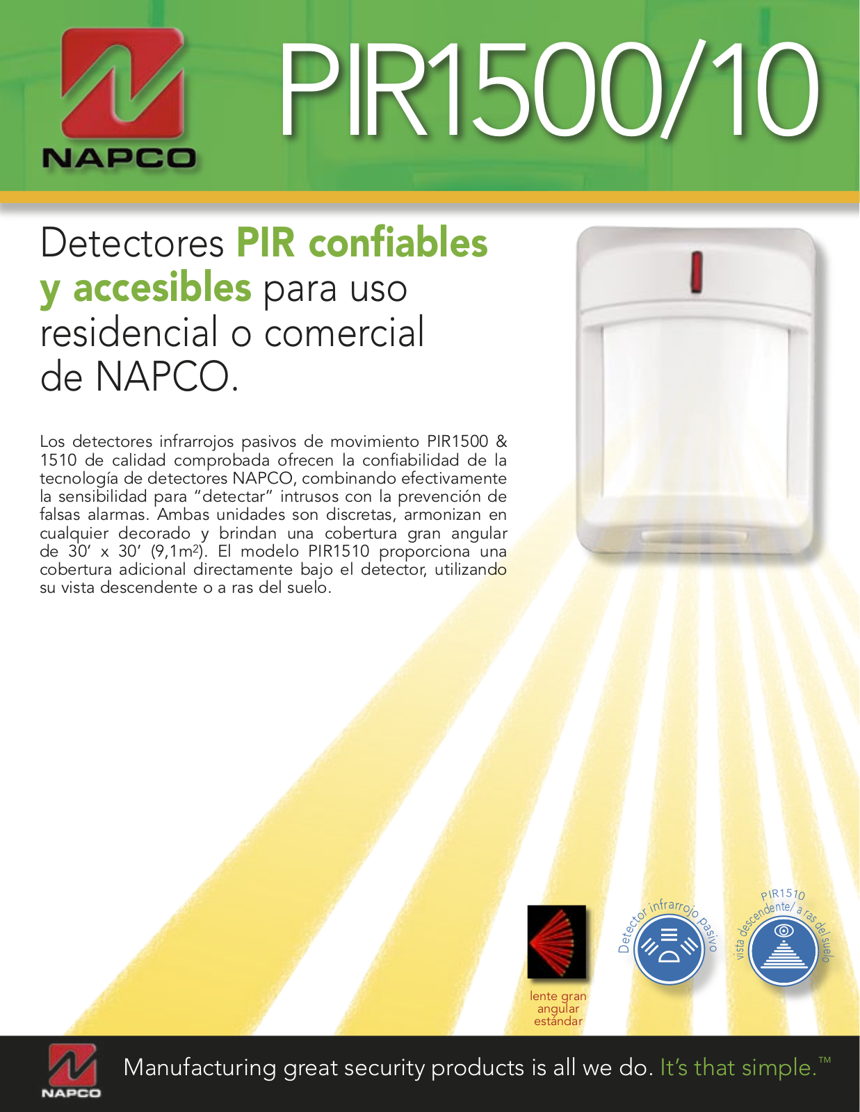 Napco PIR 1500-10 DATASHEET