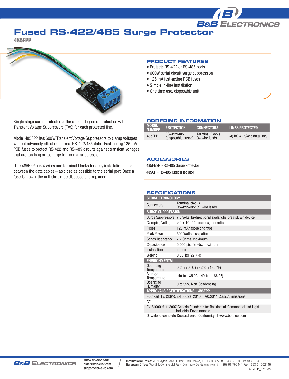 B&B Electronics 485FPP Datasheet