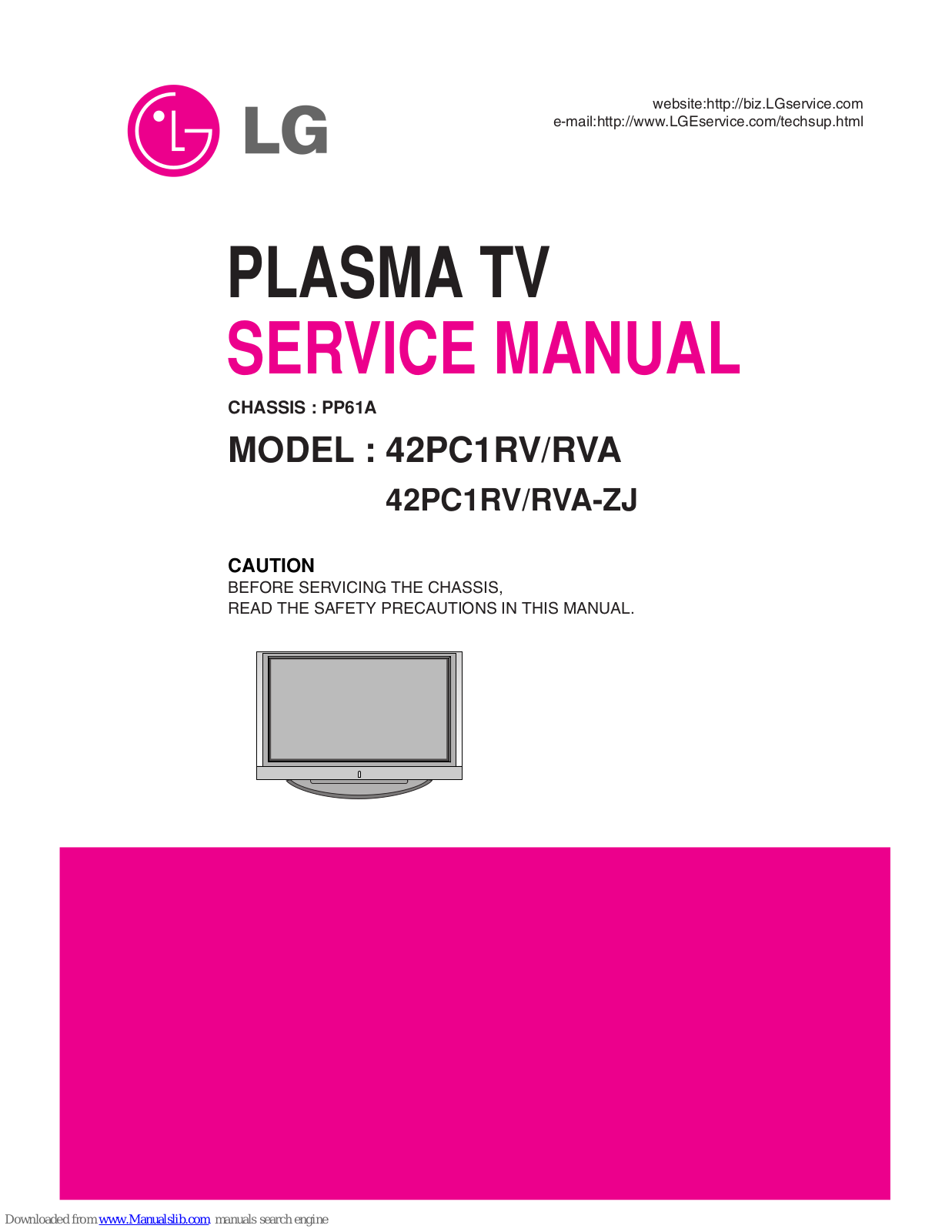 LG 42PC1RV/RVA, 42PC1RV/RVA-ZJ Service Manual