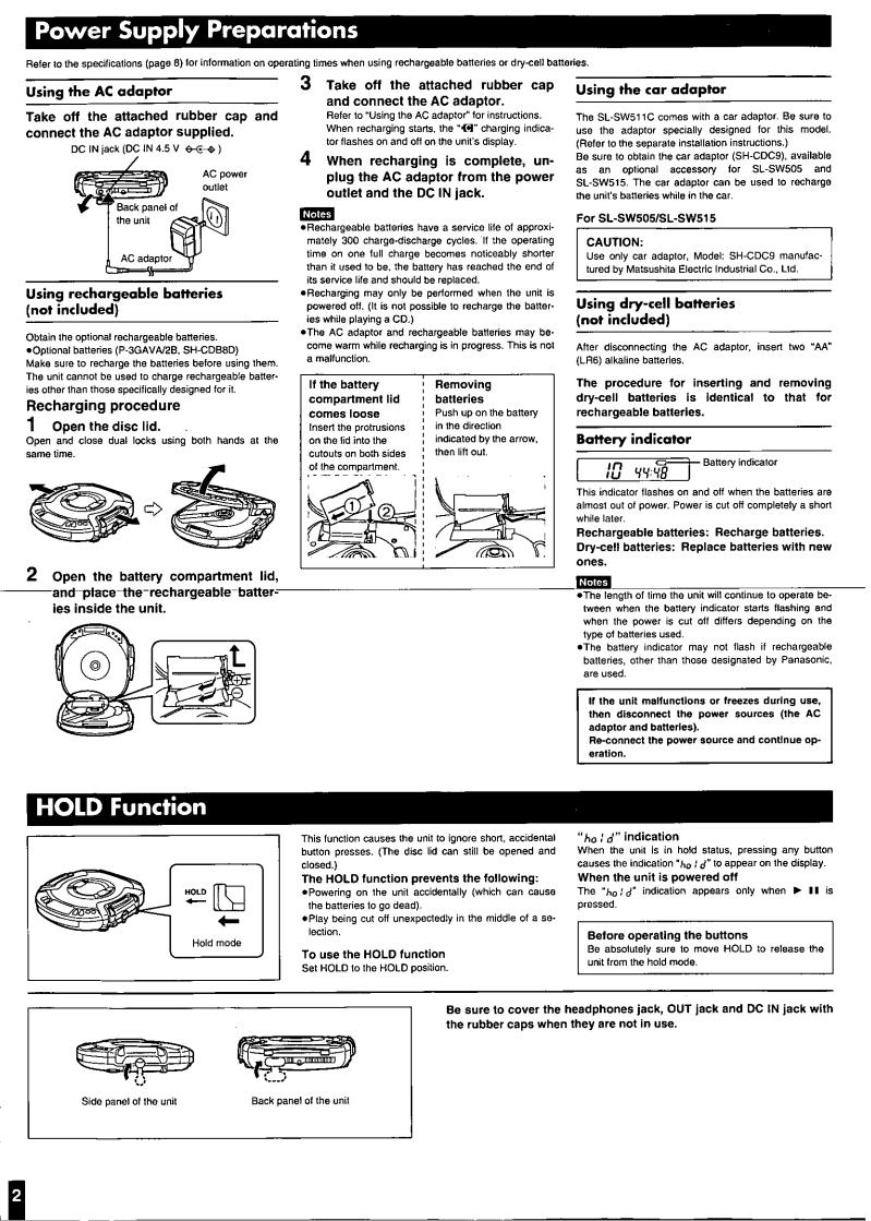 Panasonic SLSW515, SLSW511C User Manual