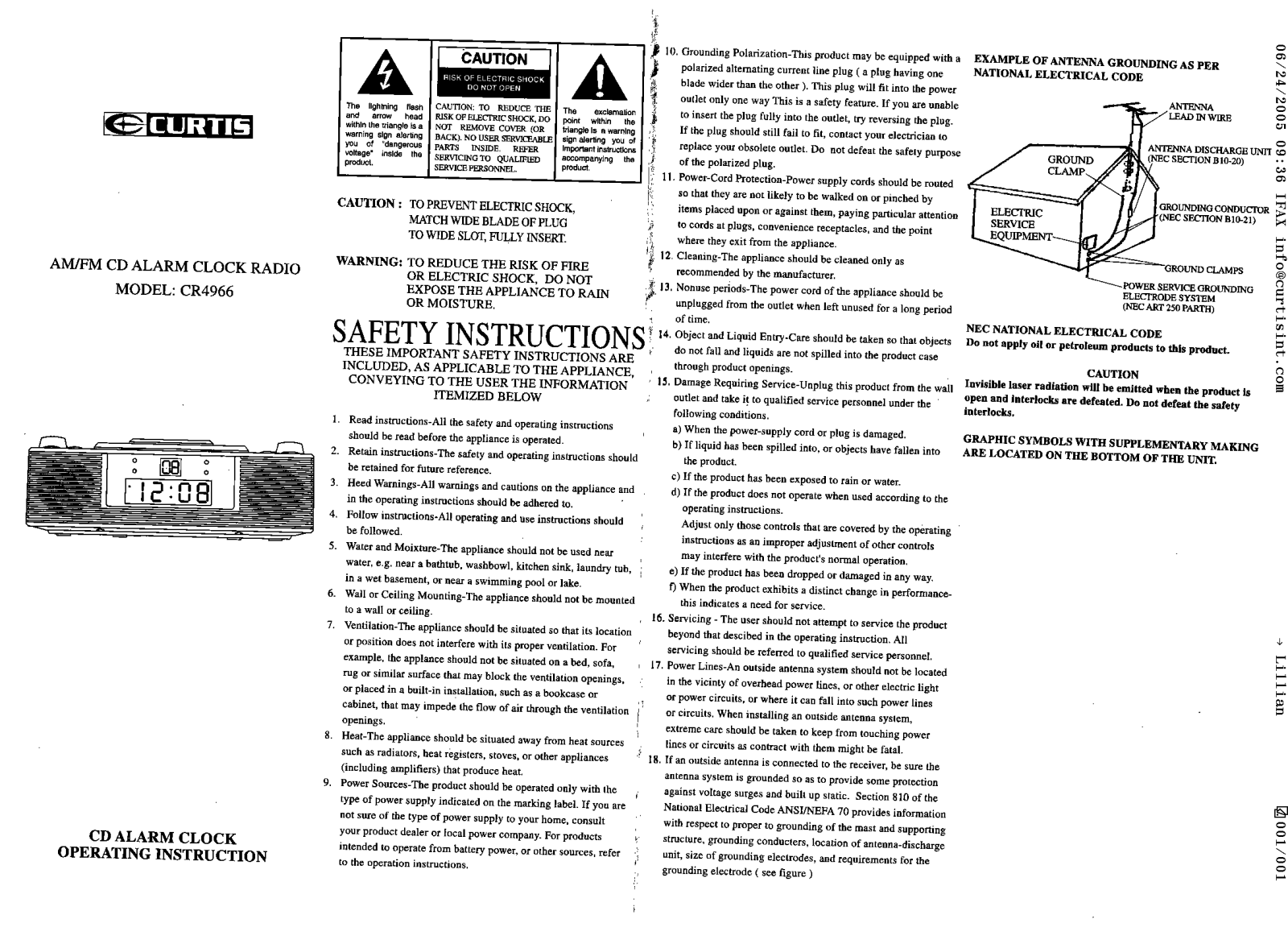 CURTIS SCR4966 User Manual