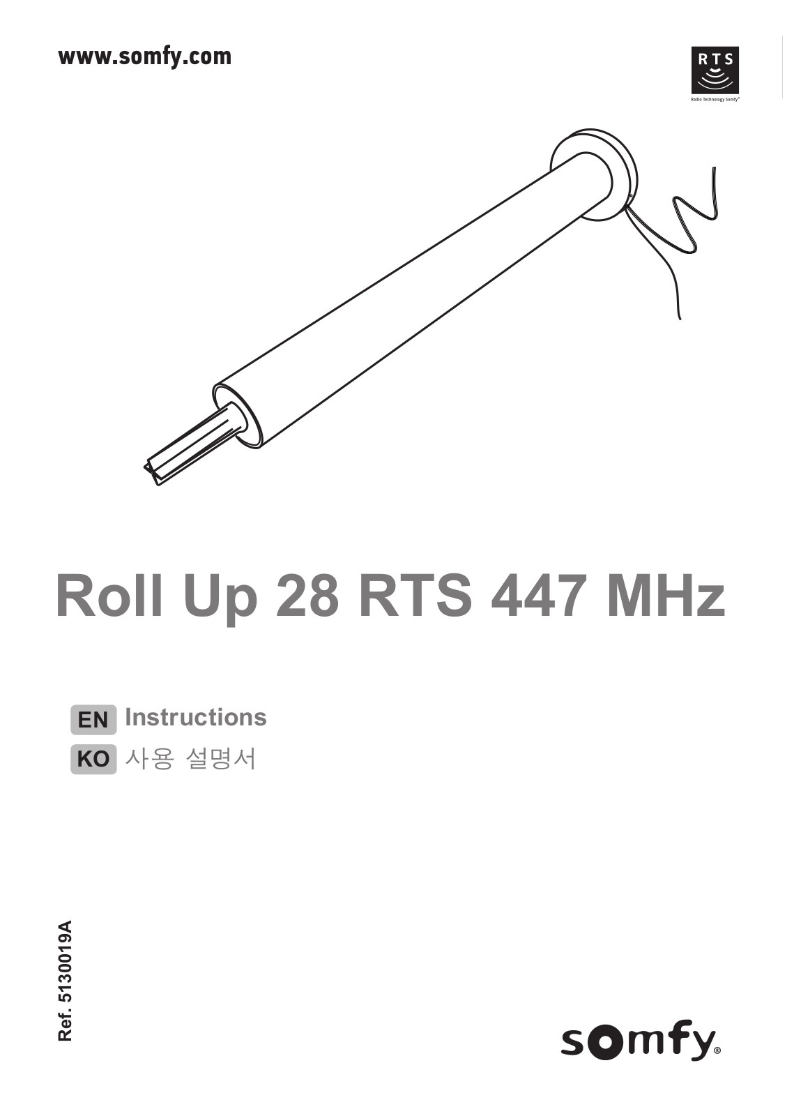 SOMFY Roll Up 28 RTS 447 MHz Instructions Manual