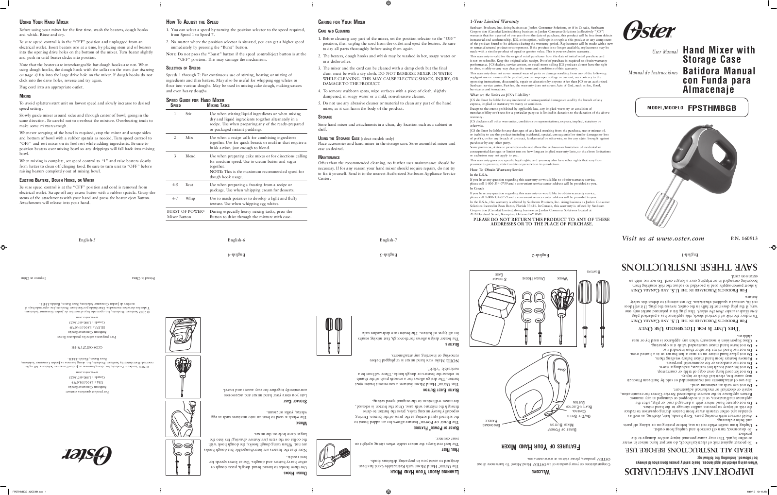 Oster FPSTHMBGB User Manual