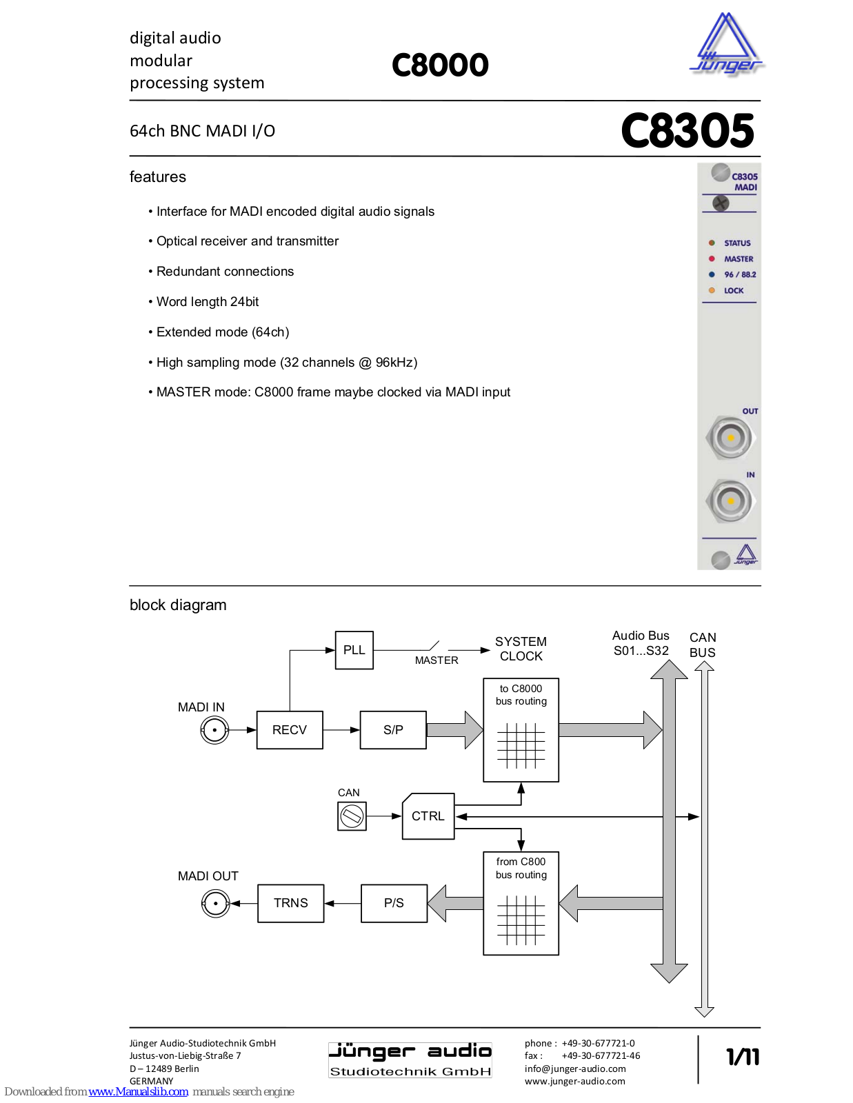 junger C8305 User Manual - ManualMachine.com