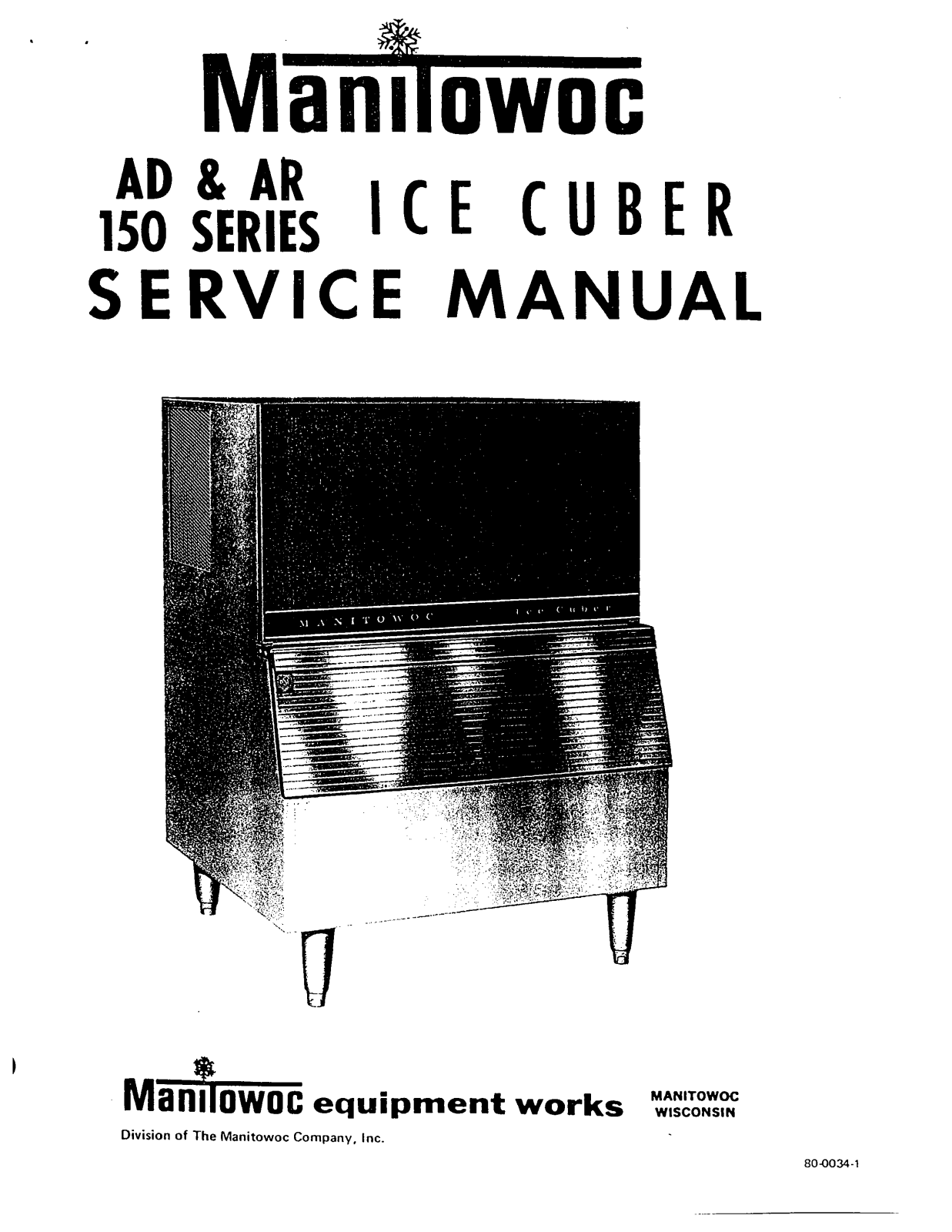 Manitowoc Ice AD-0153W Service Manual