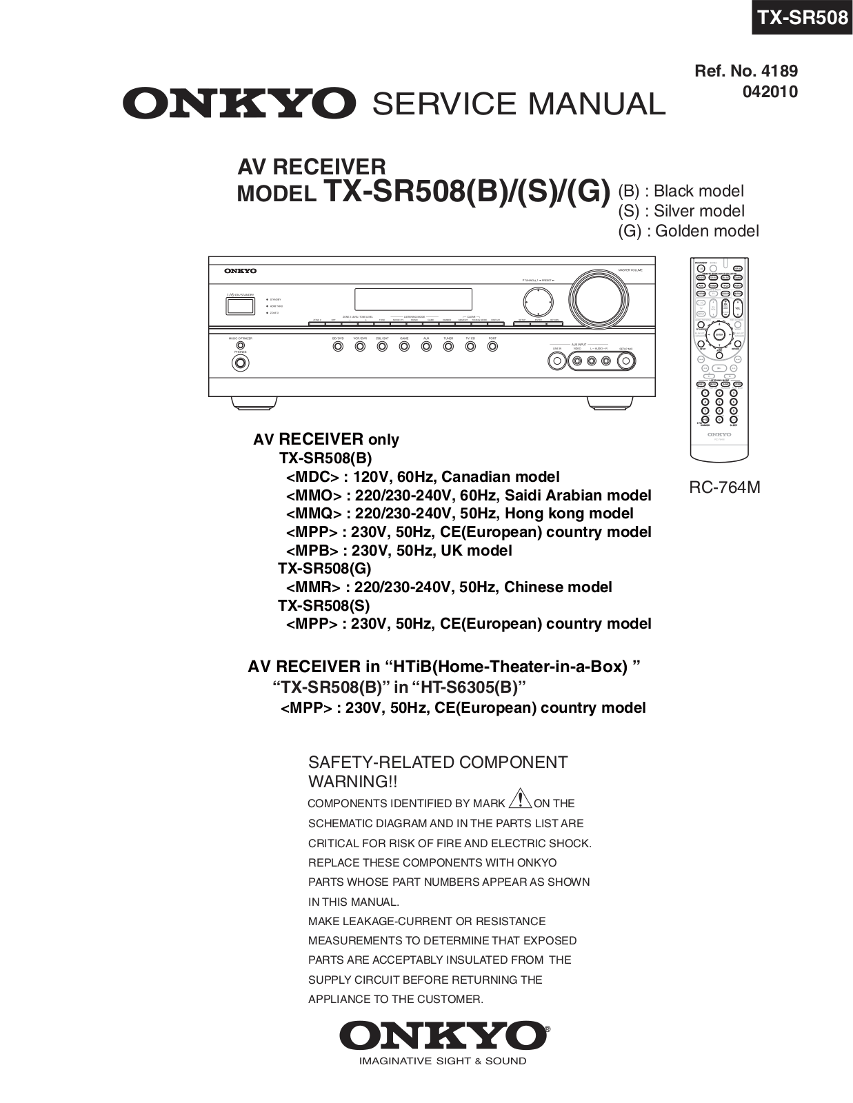 Onkyo TXSR-508 Service Manual