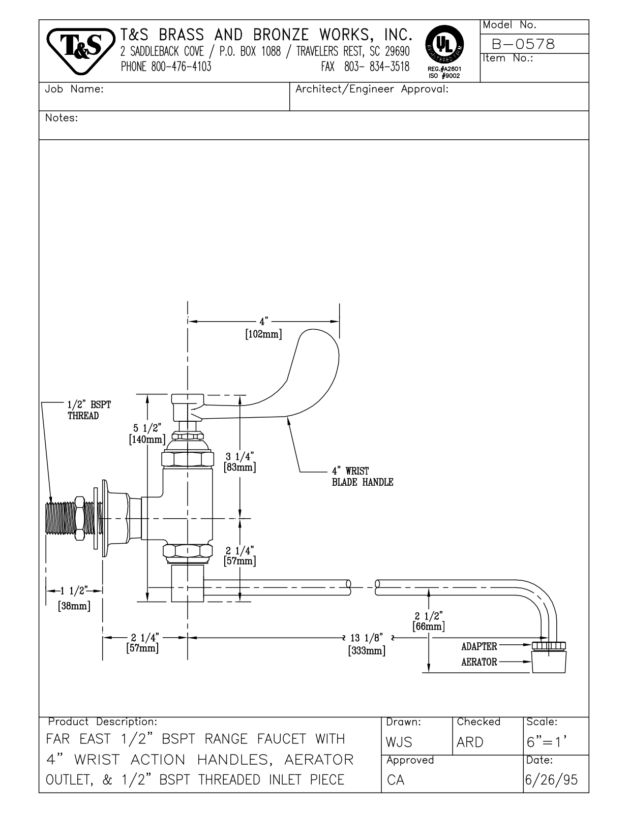 T&S Brass B-0578 User Manual