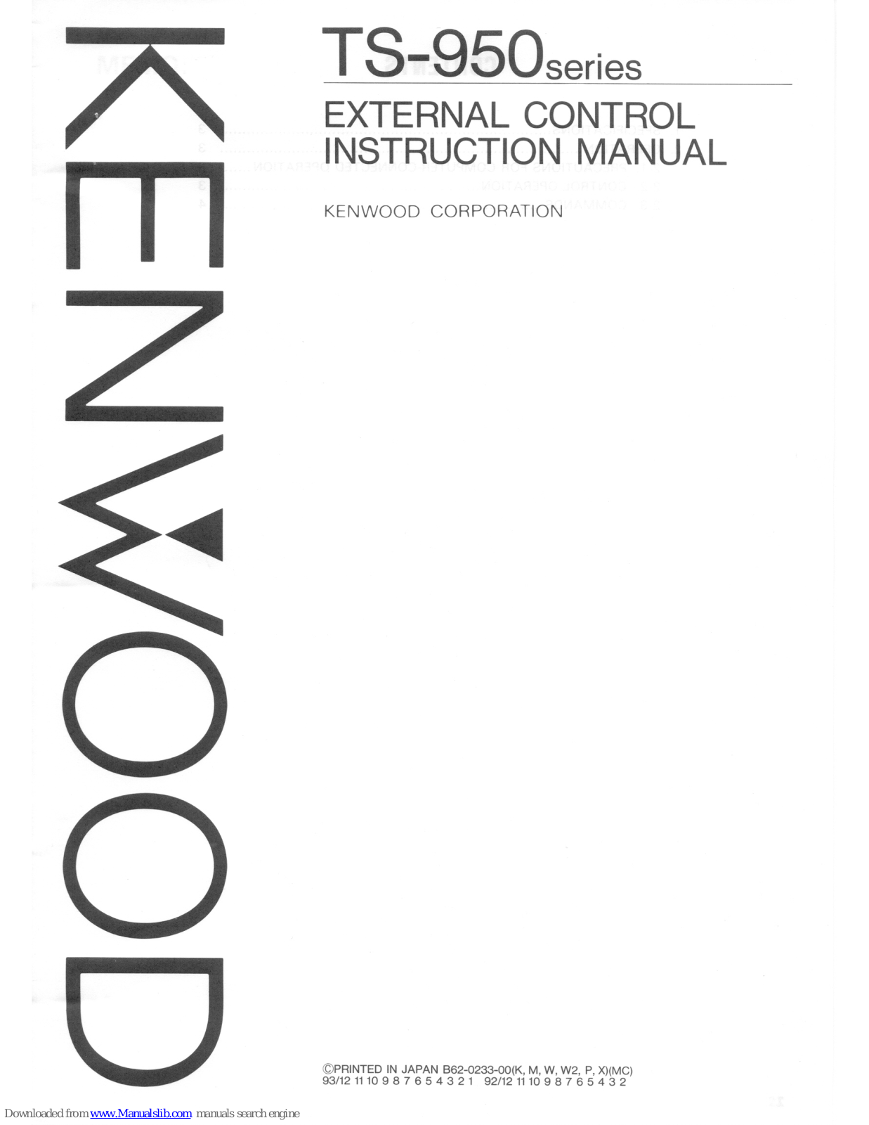 Kenwood TS-950 series, TS-950D, TS-950EC, TS-950S, TS-950SDX Instruction Manual