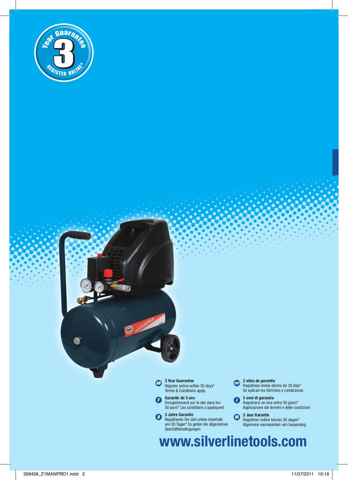 Silverline Oil-Free Air Compressor 24Ltr User Manual