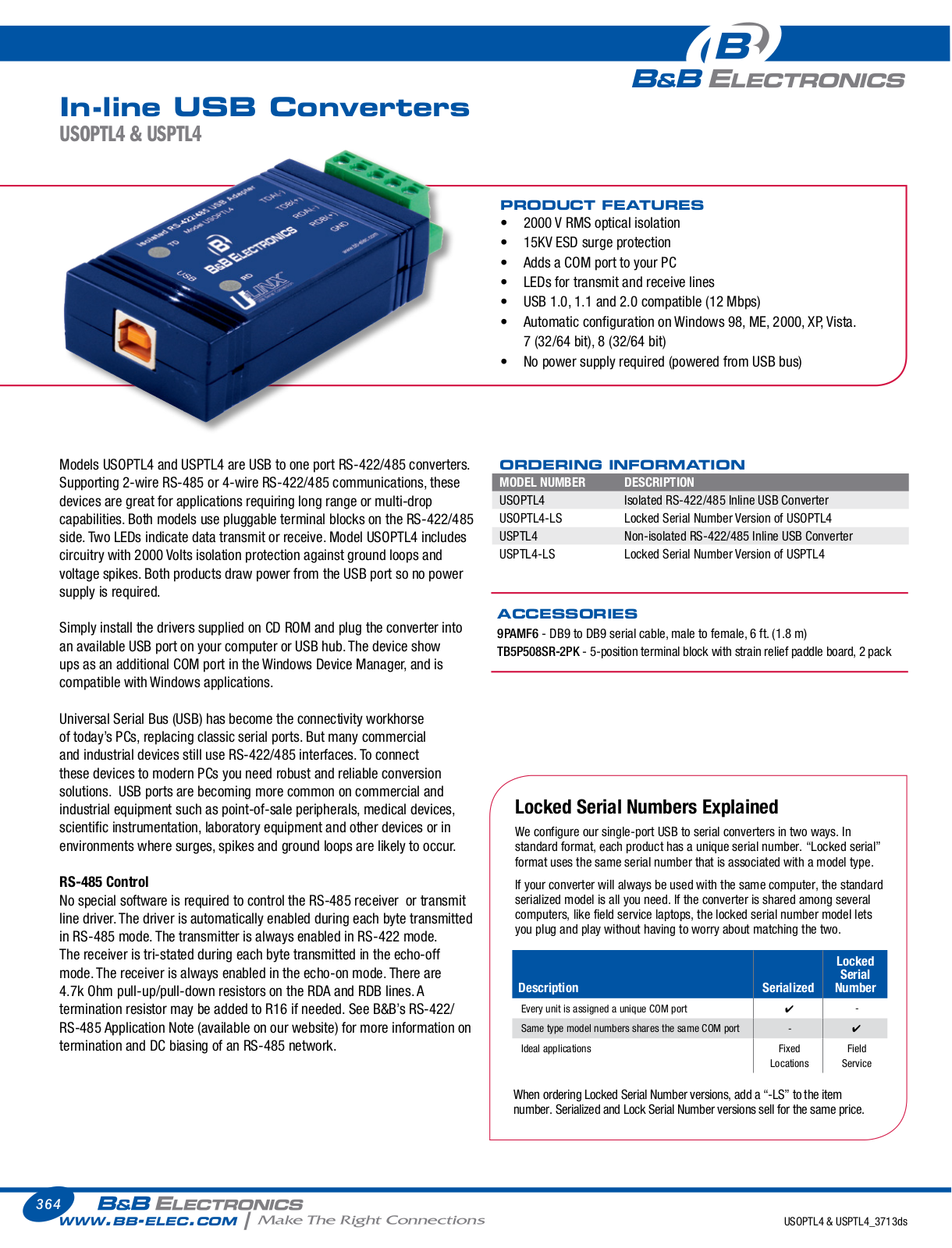 B&B Electronics USPTL4-LS Datasheet