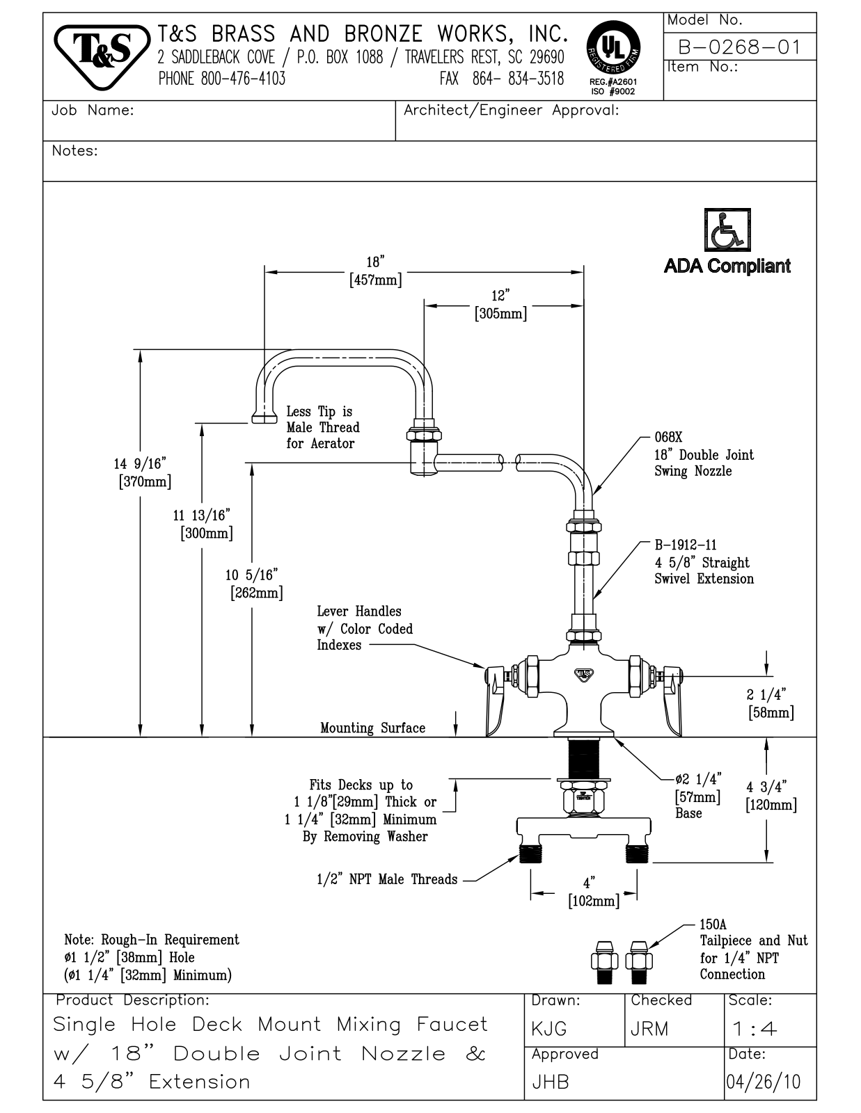 T & S Brass & Bronze Works B-0268-01 General Manual