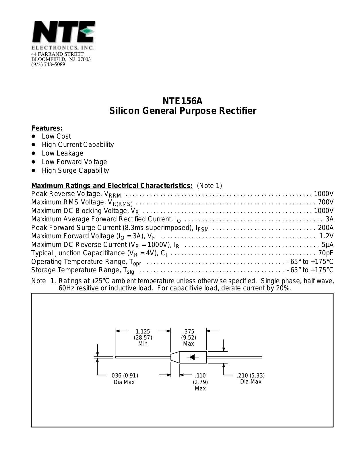 Datasheet NTE156A Datasheet (NTE) - ManualMachine.com