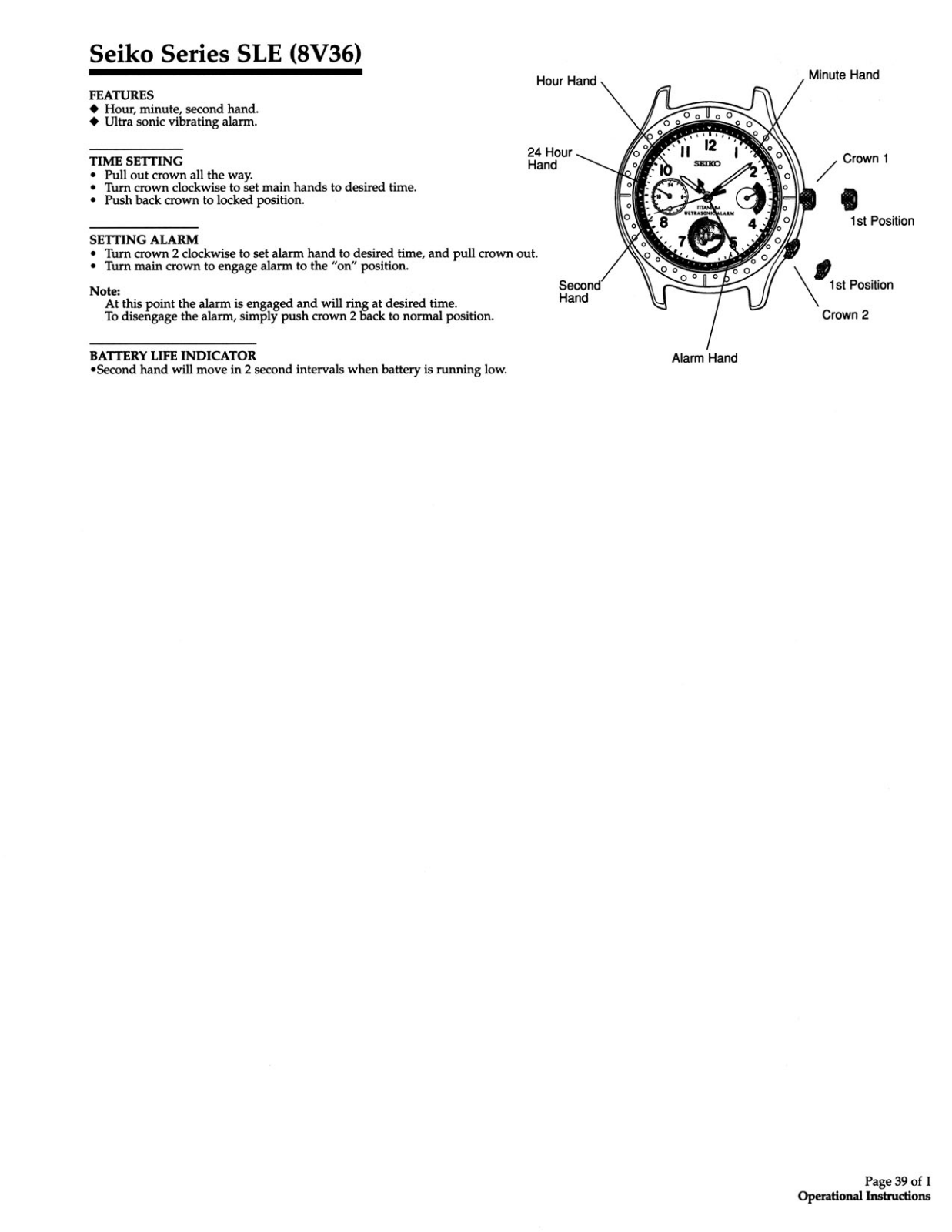 Seiko SLE User Manual