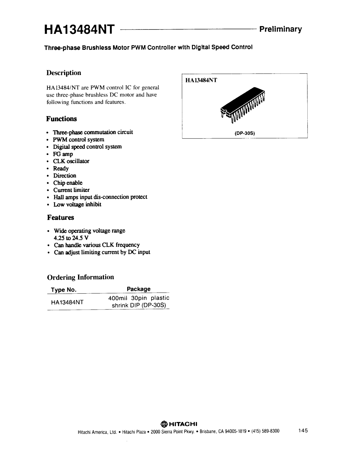 HIT HA13484NT Datasheet