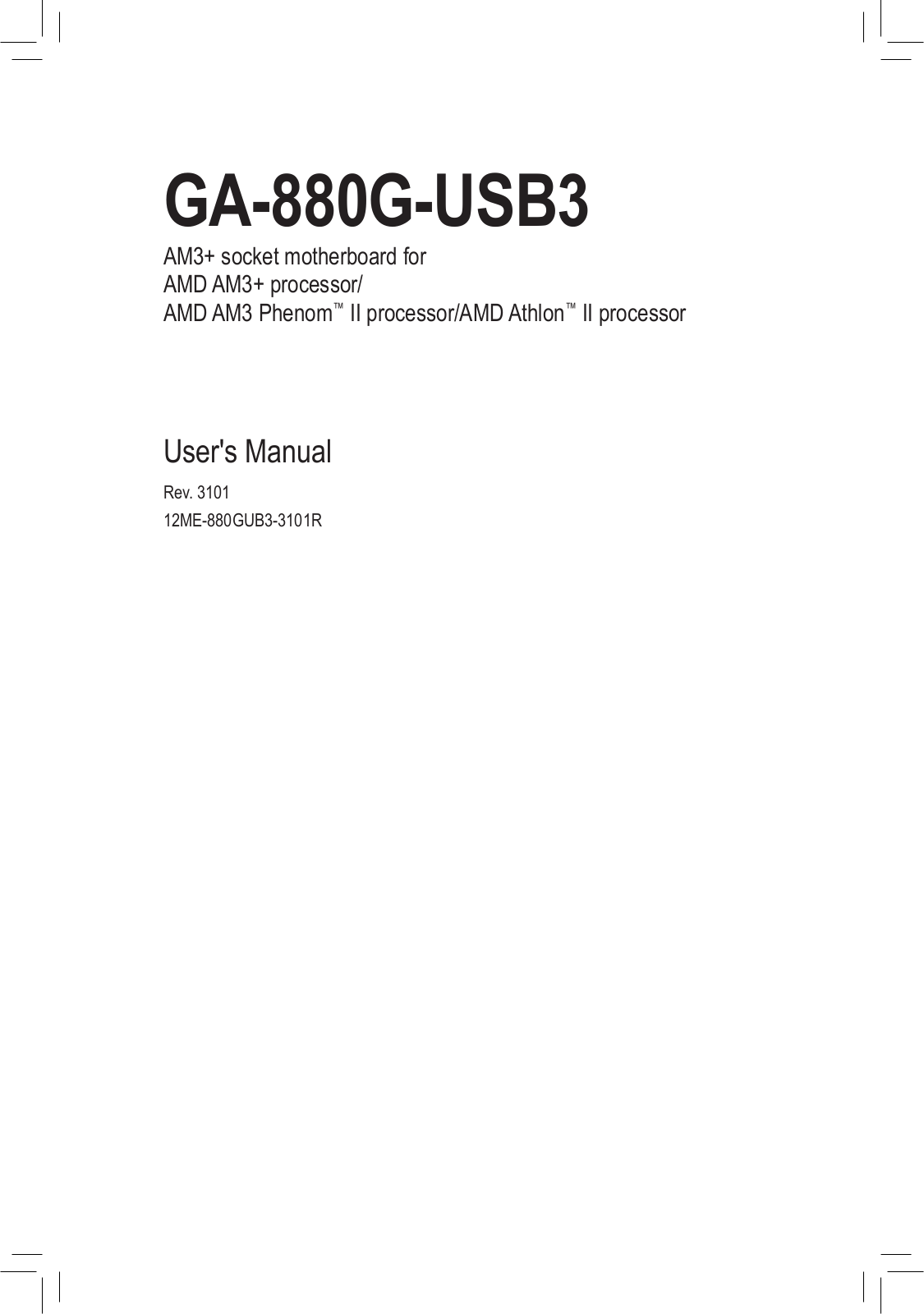 Gigabyte GA-880G-USB3 (rev. 3.1) User Manual