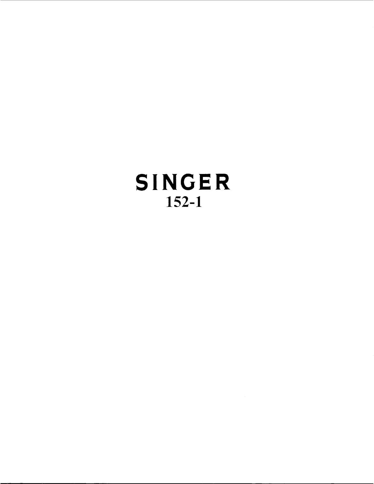 Singer 152-1 User Manual