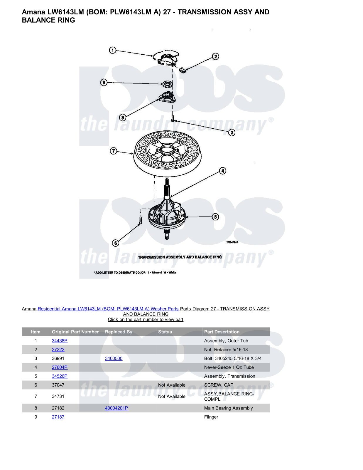 Amana LW6143LM Parts Diagram