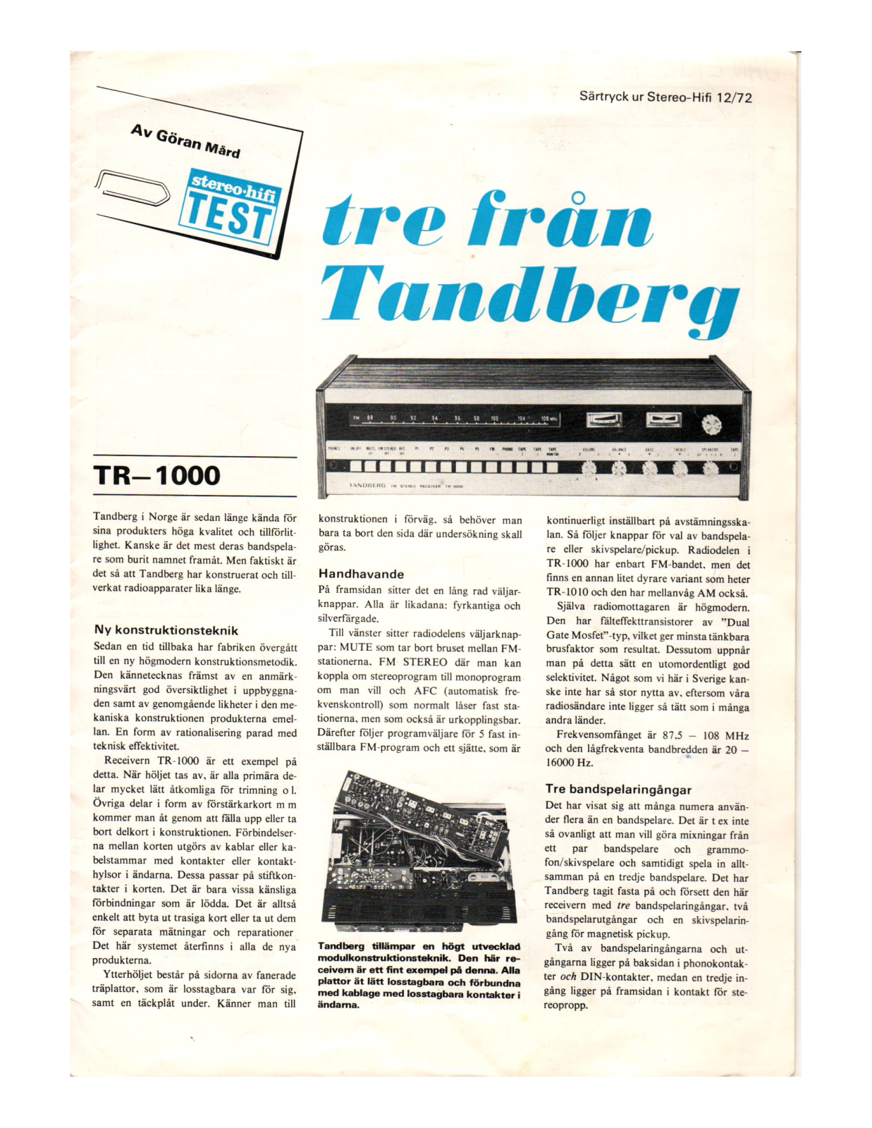 Tandberg TR-1000 User Manual