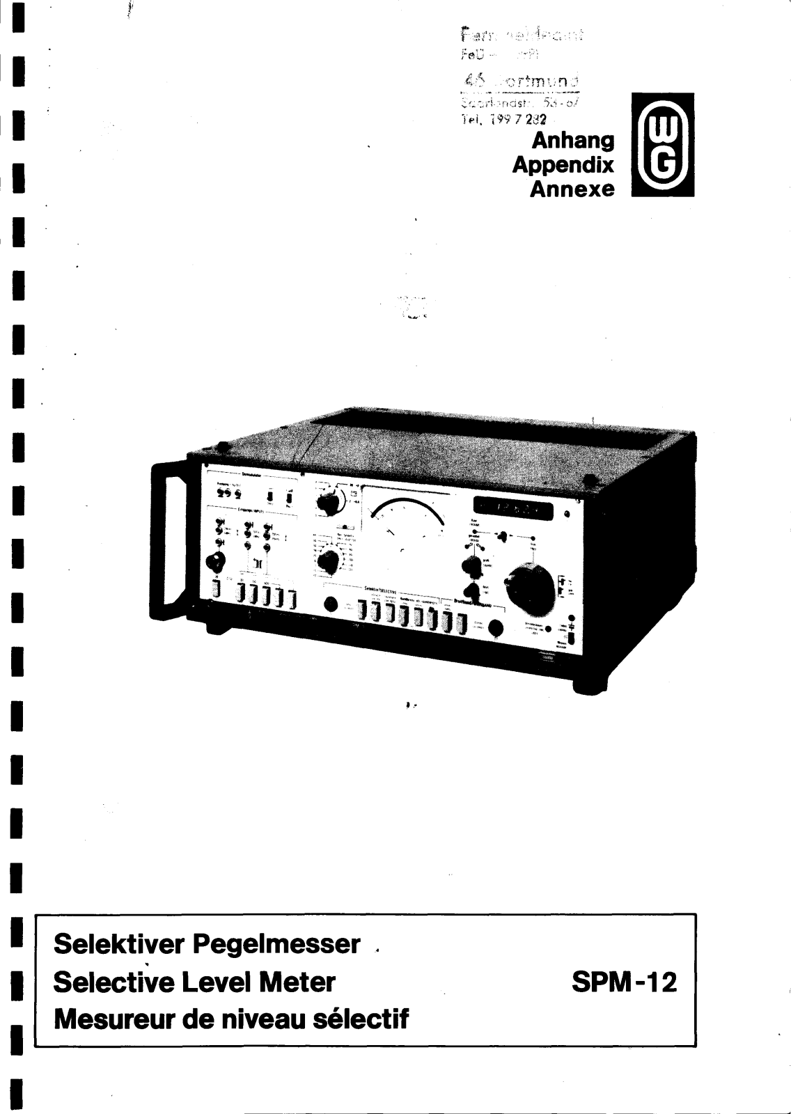 Wandel & Goltermann SPM-12 Service Manual