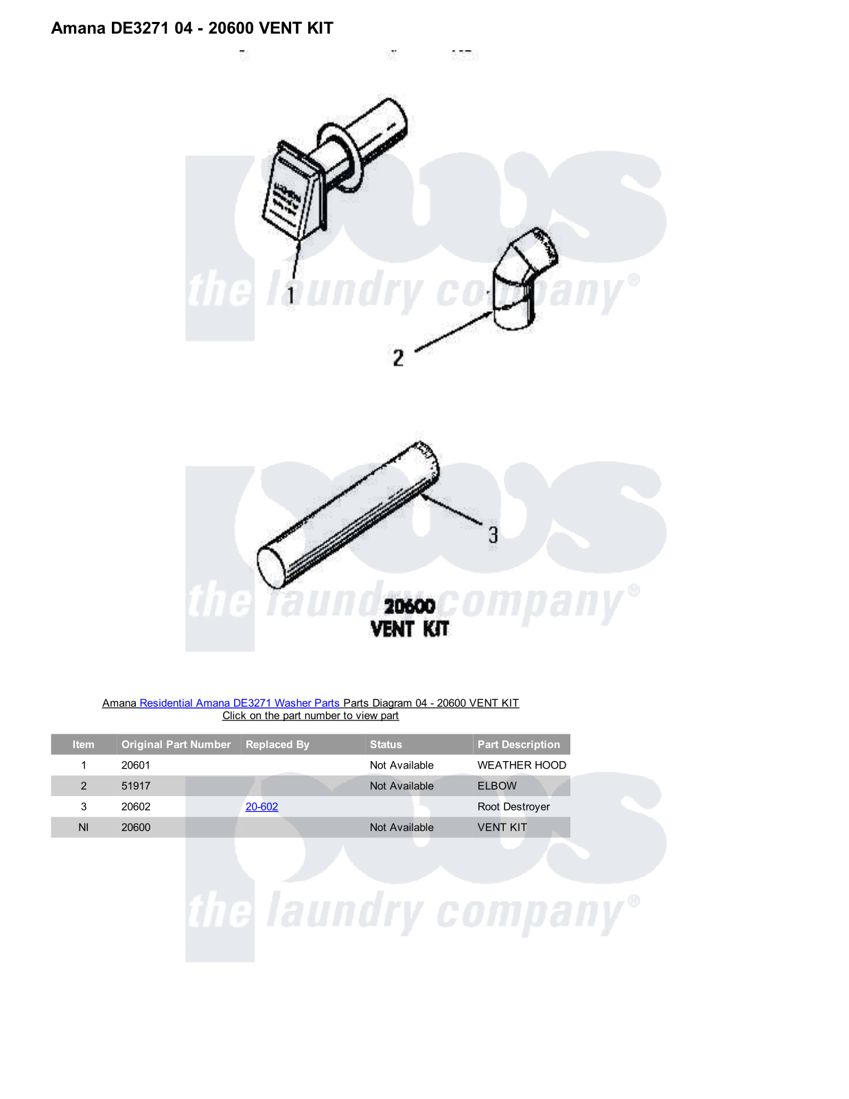 Amana DE3271 Parts Diagram