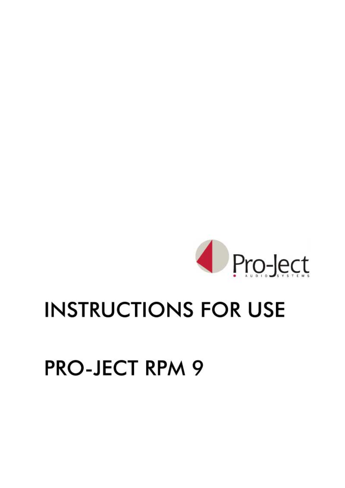 Pro-ject Audio RPM-9 Owners manual