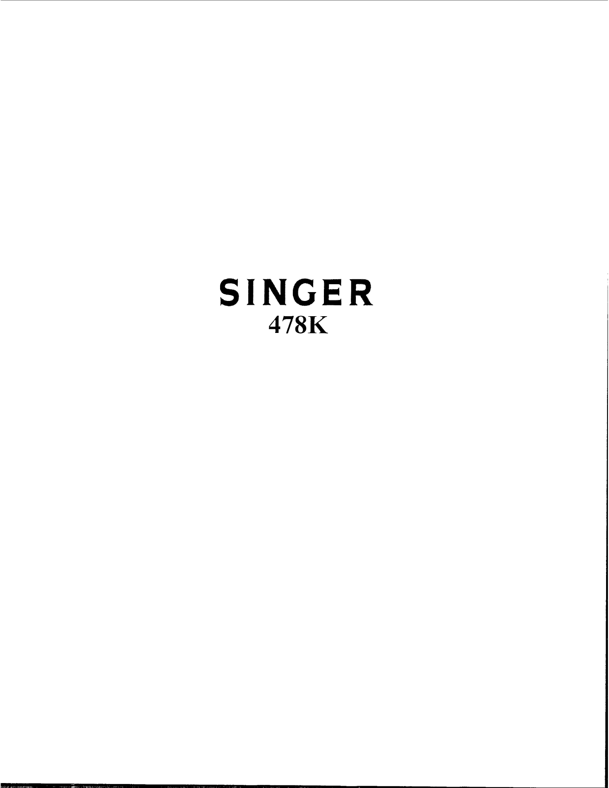 Singer 478K User Manual