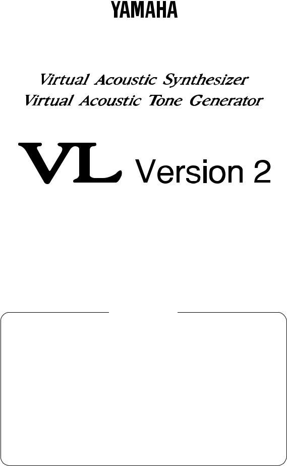 Yamaha VL VERSION2 User Manual