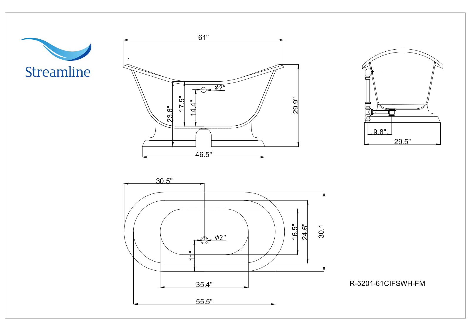 Streamline Bath SLBH1376 Dimensions - ManualMachine.com