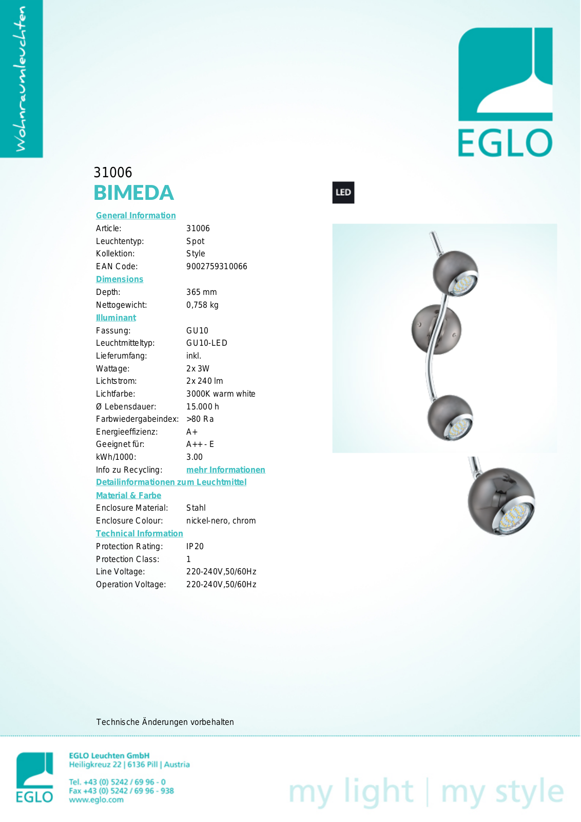 Eglo 31006 Service Manual