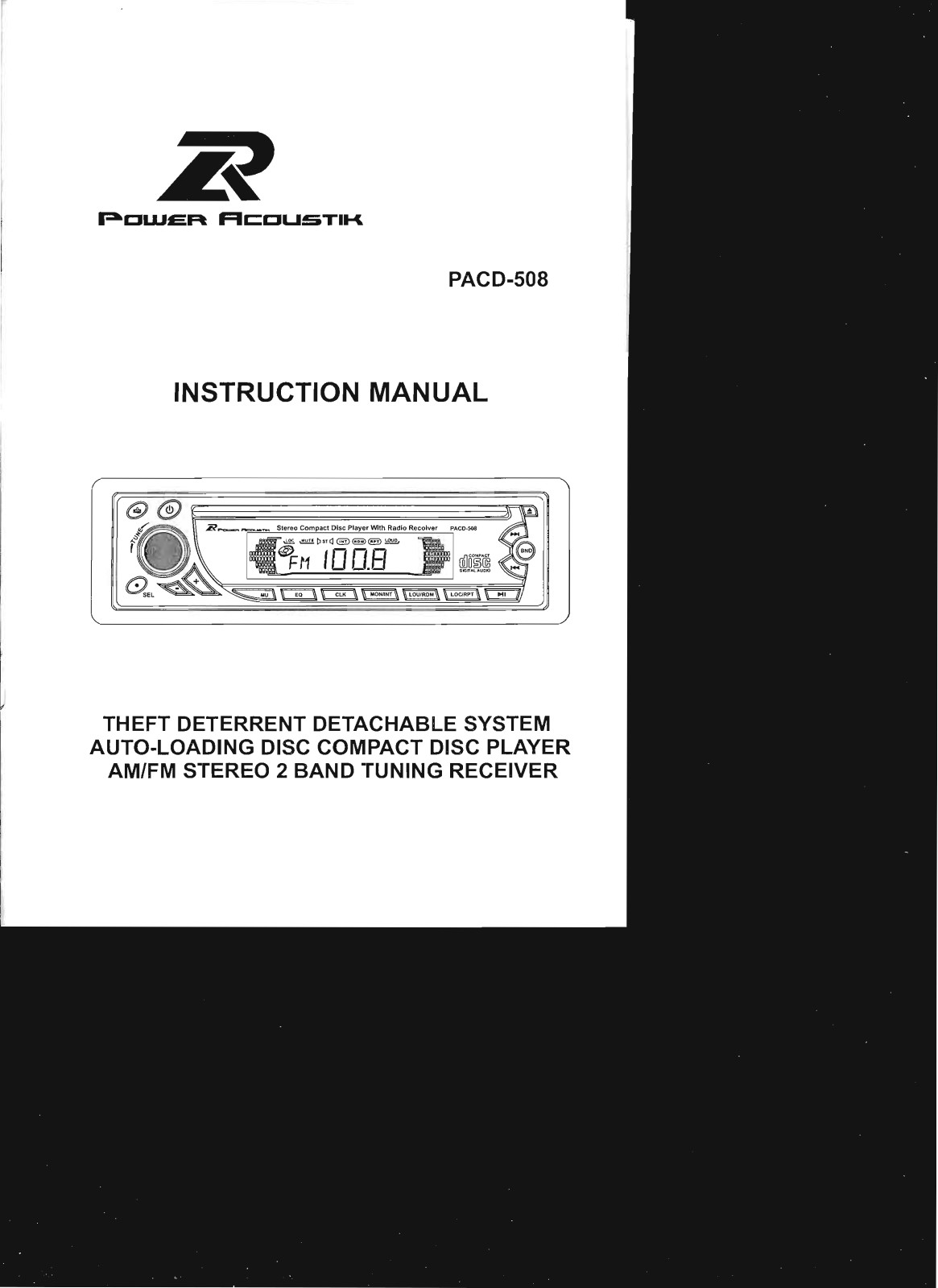 Power Acoustik PACD-508 Instruction Manual