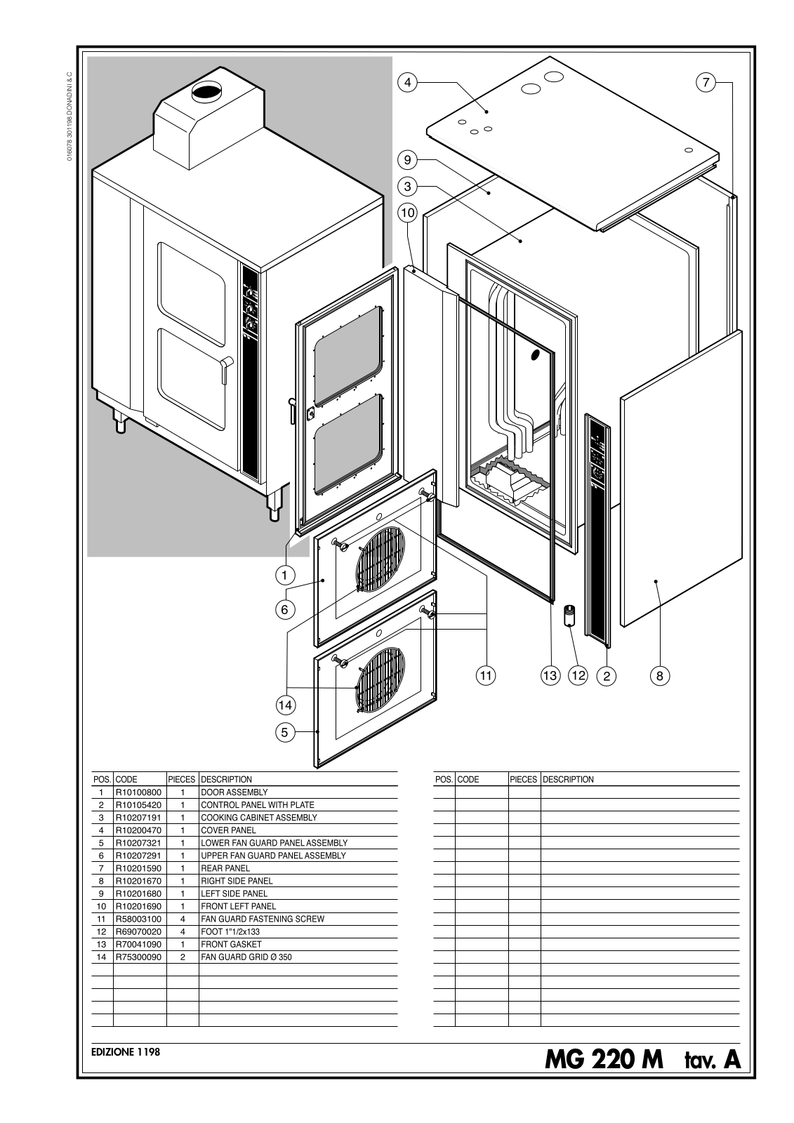 Cleveland CCG-220 Parts List