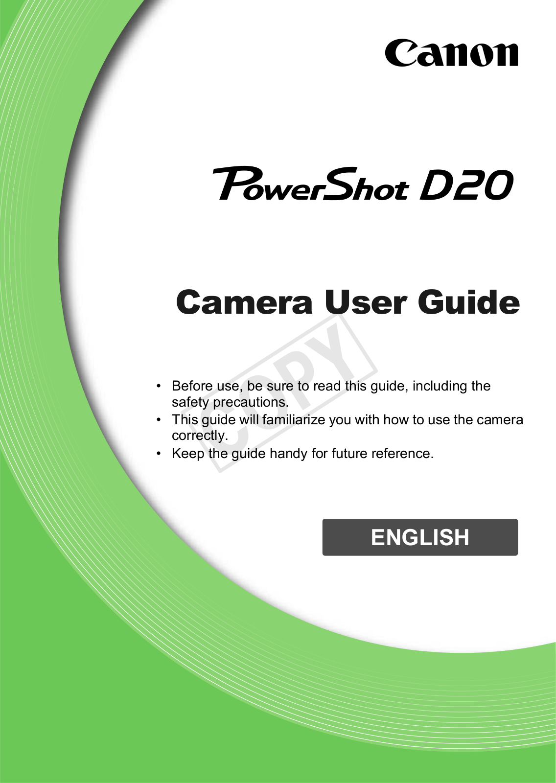 Canon 6145B001, D20 User Manual