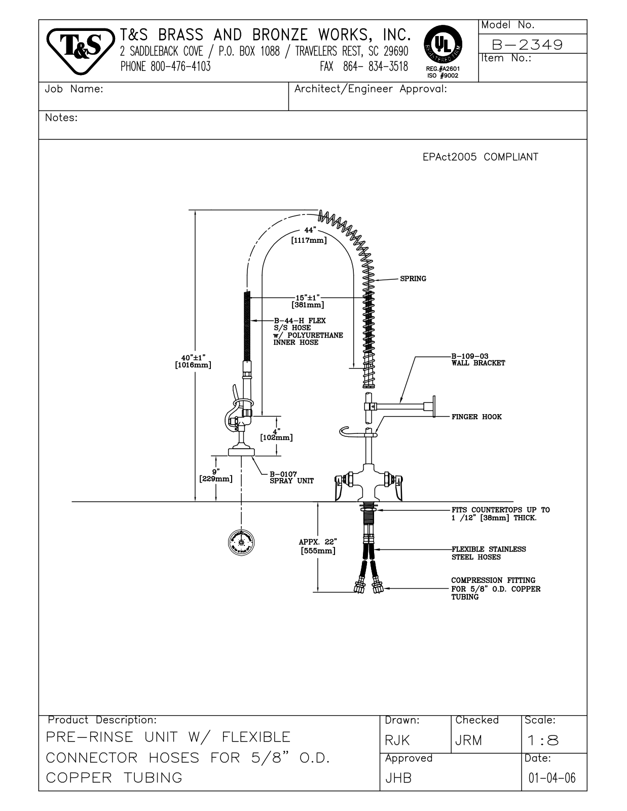 T & S Brass & Bronze Works B-2349 General Manual