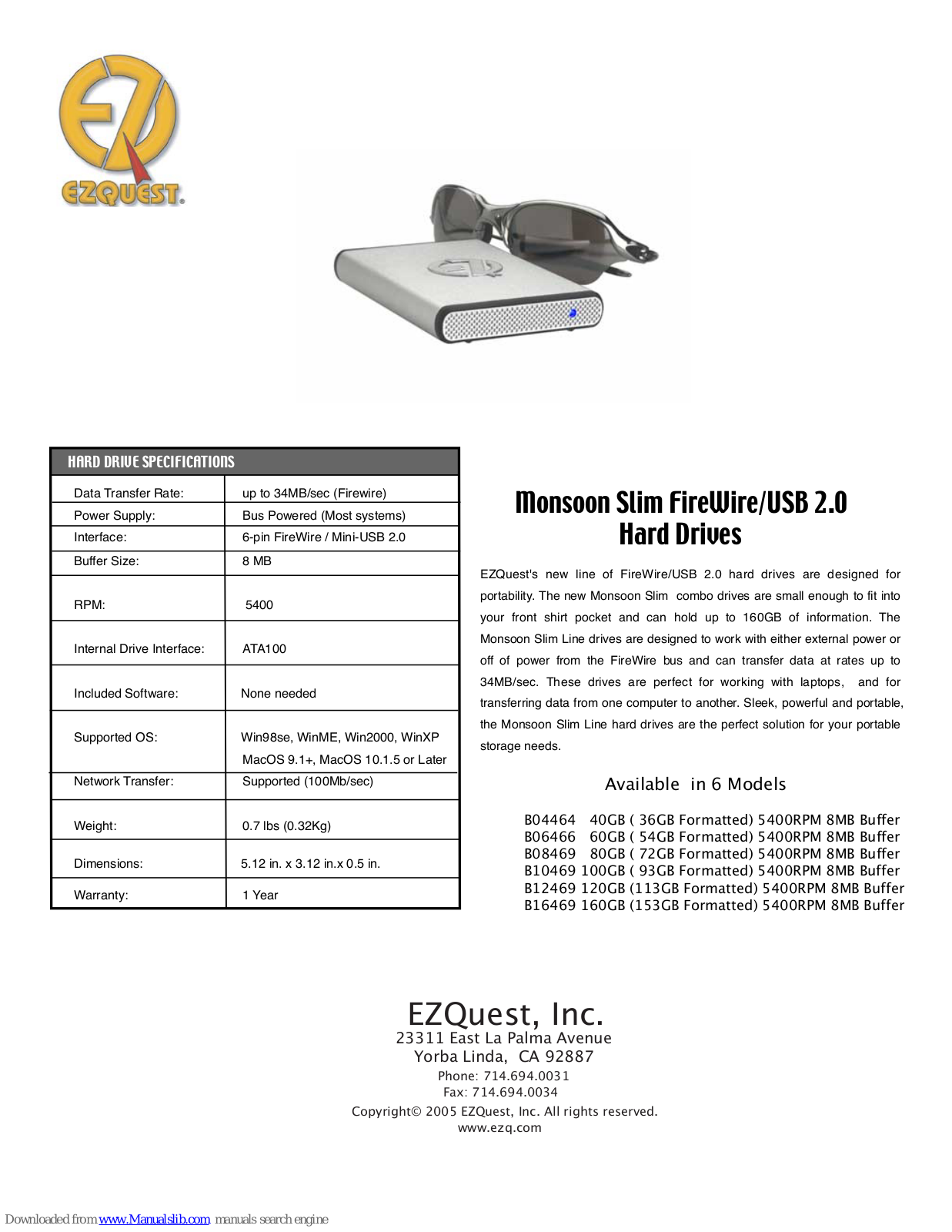 Ezquest B04464, B08469, B10469, B12469, B16469 Specifications - ManualMachine.com