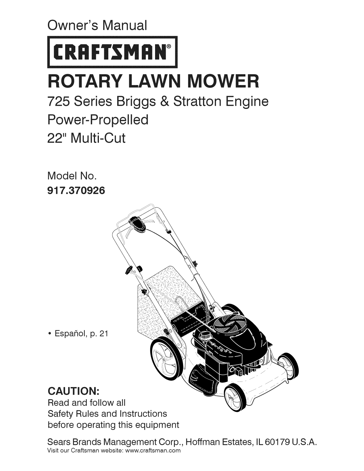 Craftsman 917370926 Owner’s Manual