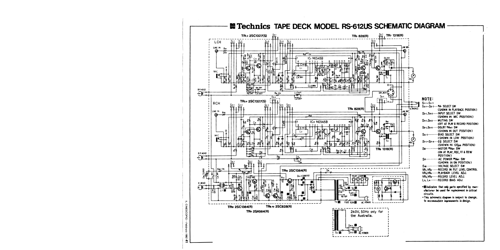 Technics RS-612-US Schematic